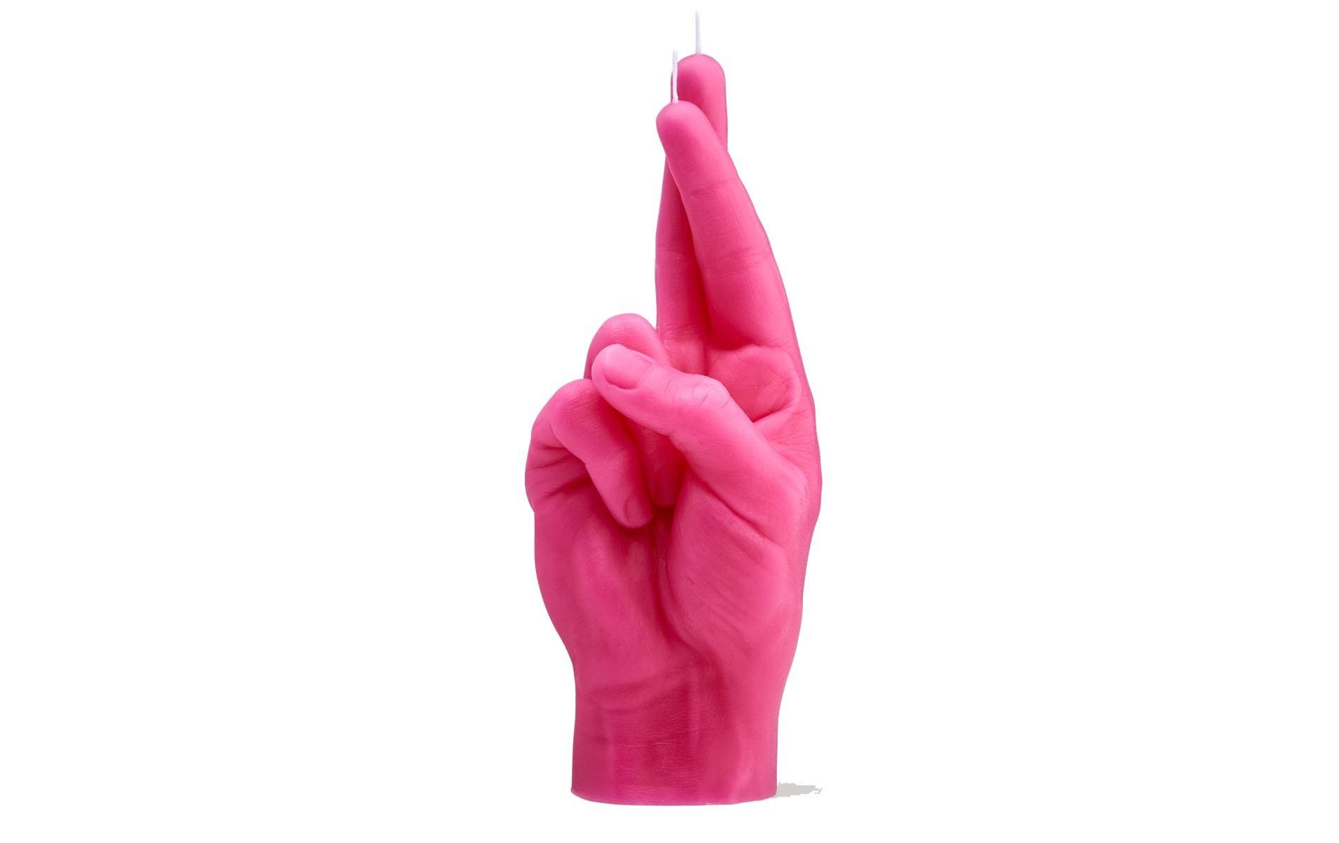 Candle Hand Crossed Fingers Pink, 20x7x8 cm, Brenndauer ca.2h