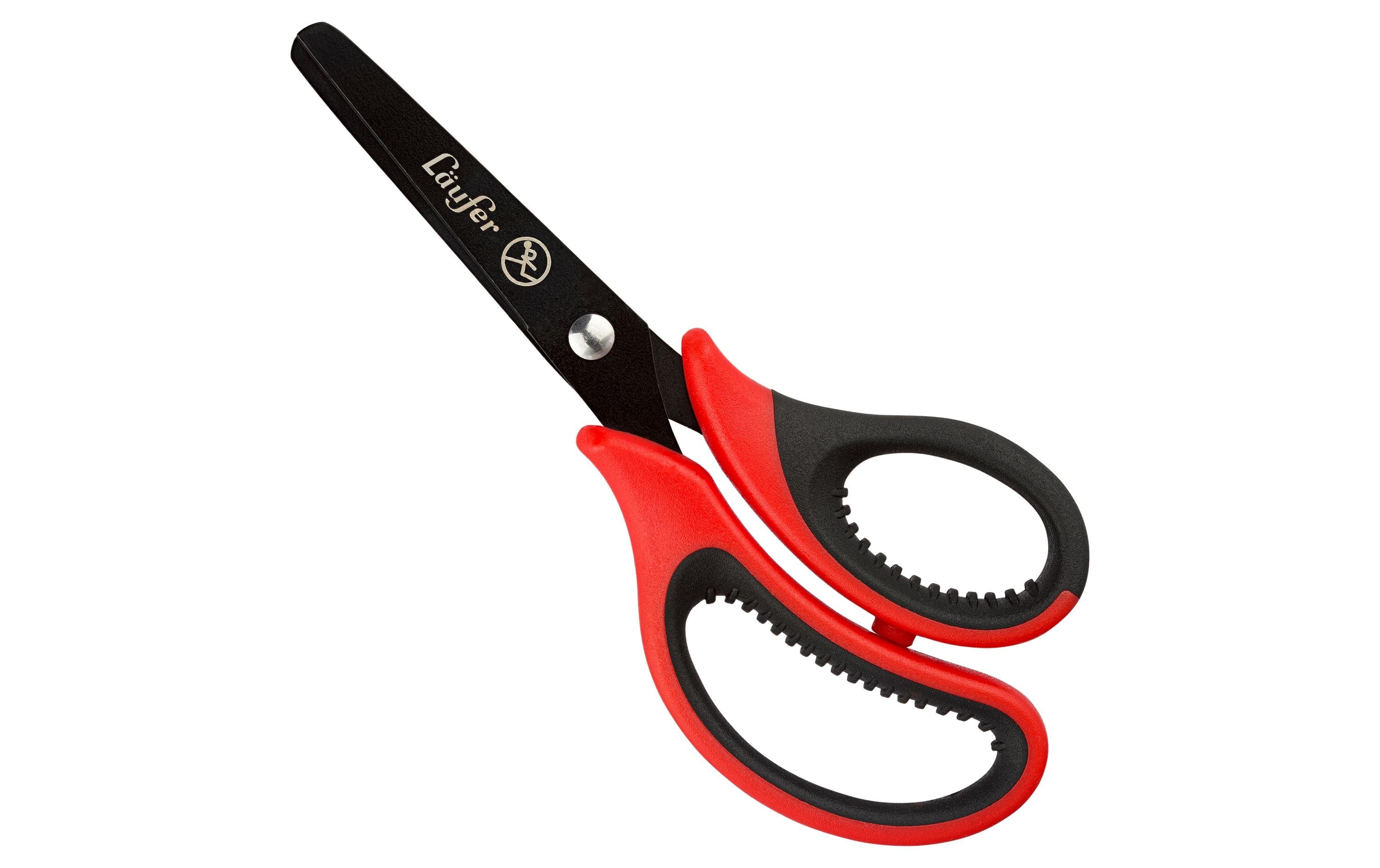 Läufer ergonomische Schul-/ Bastelschere 13 cm, rund, Rot/SW, Linkshänder