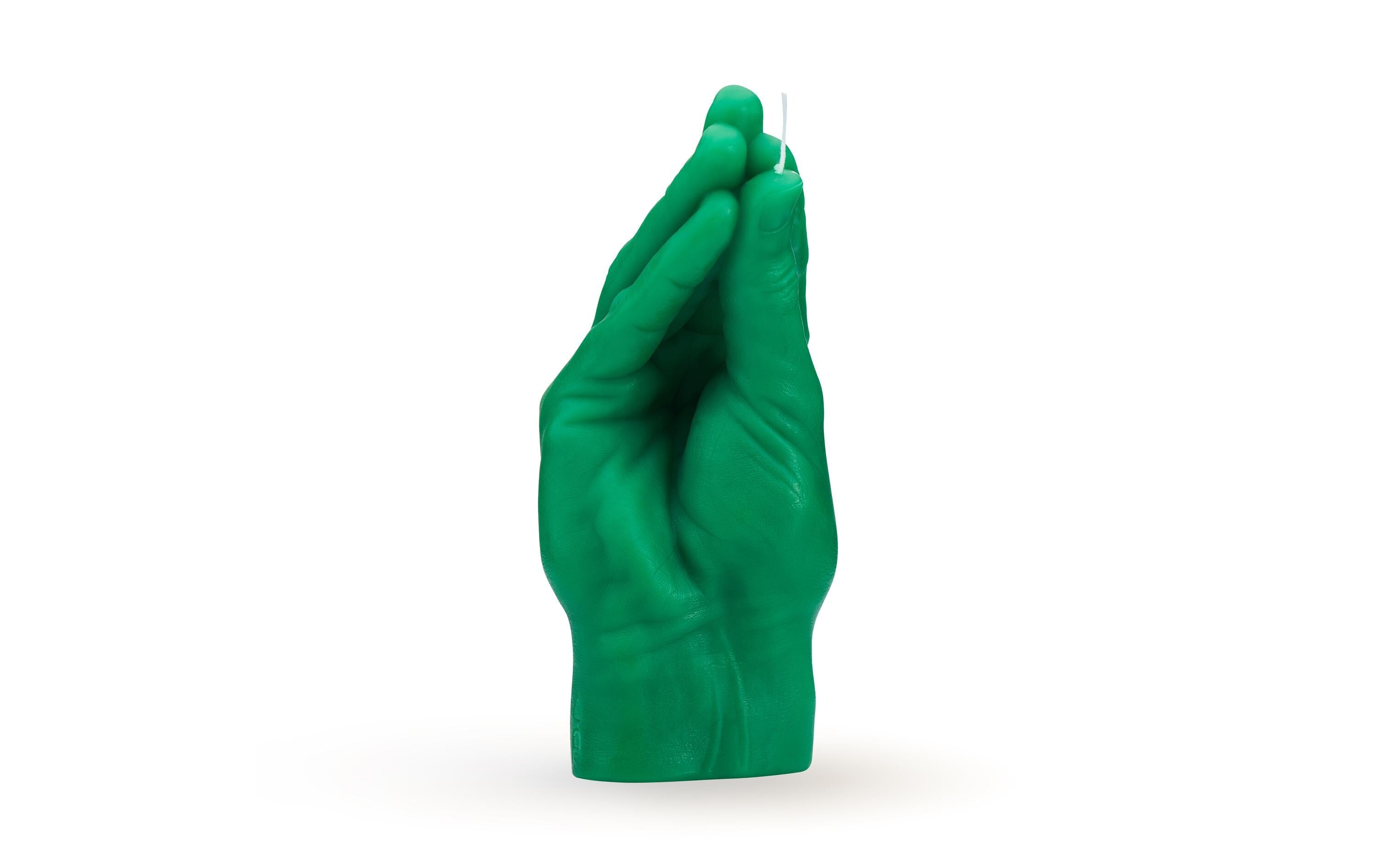 Candle Hand Italian Gestik Grün,18x8x8cm,Brenndauer ca.2h