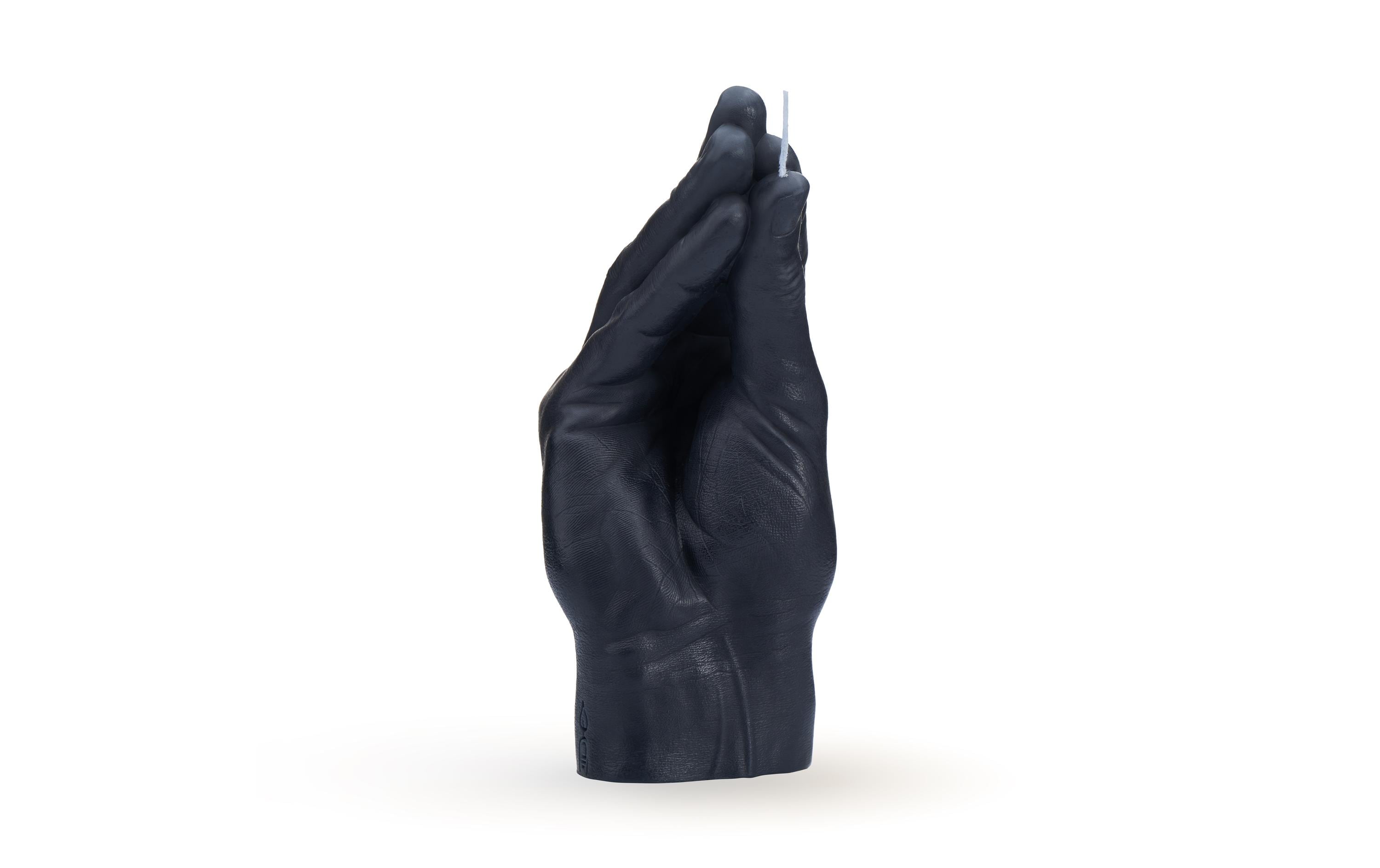 Candle Hand Italian Gestik Schwarz,18x8x8cm,Brenndauer ca.2h