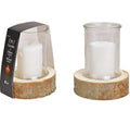 G. Wurm Windlicht mit Holzsockel Holz/Glas, 14x18x14cm