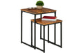 relaxdays Beistelltisch 2er Set MDF/Eisen, China, Dunkelbraun