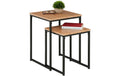 relaxdays Beistelltisch 2er Set MDF/Eisen, China, Hellbraun