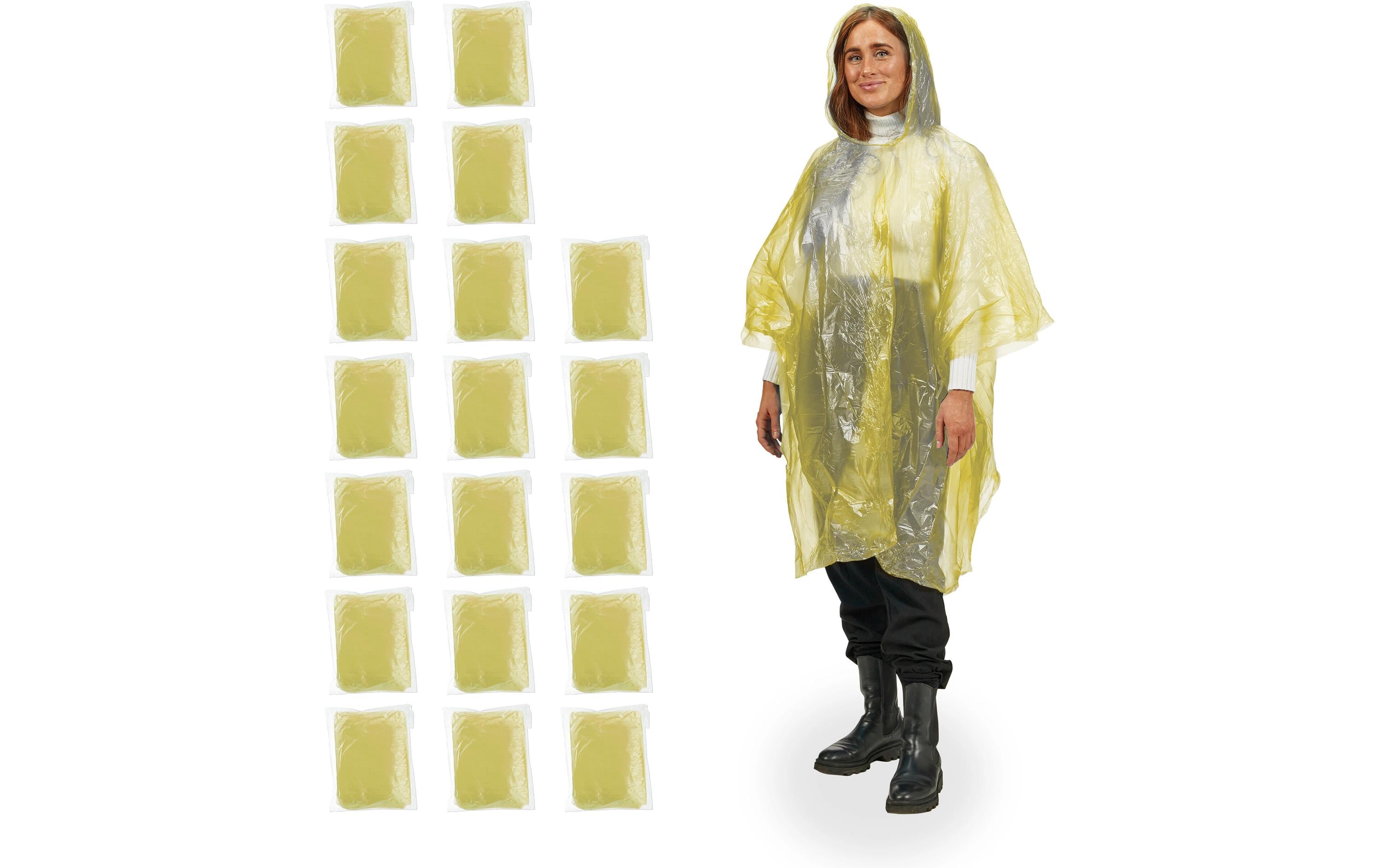 relaxdays Regenponcho einweg  20er Set ca. 122 x 125 cm, Gelb