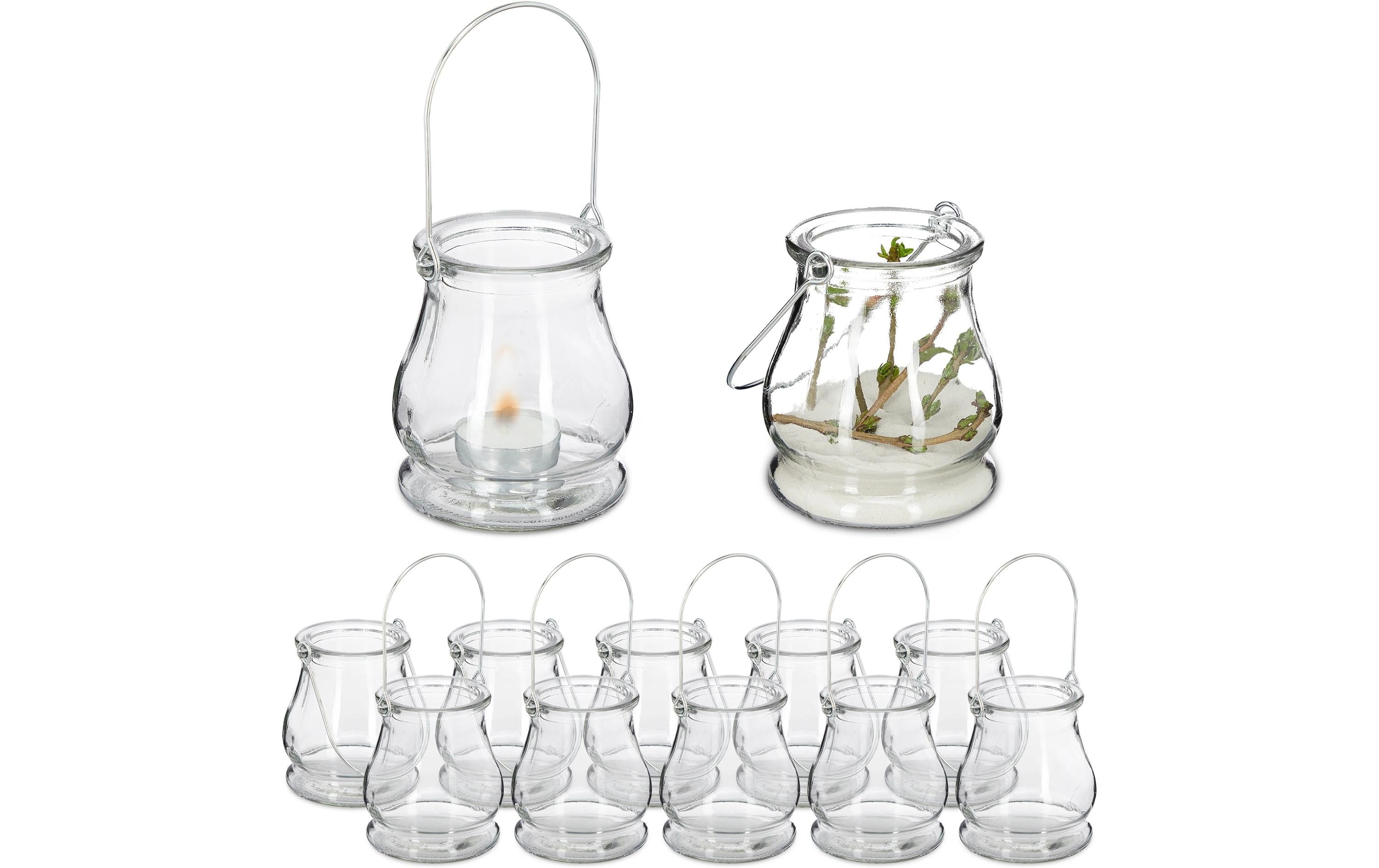 relaxdays Windlicht 12er Set ca. 10 x 8,5 cm, Transparent
