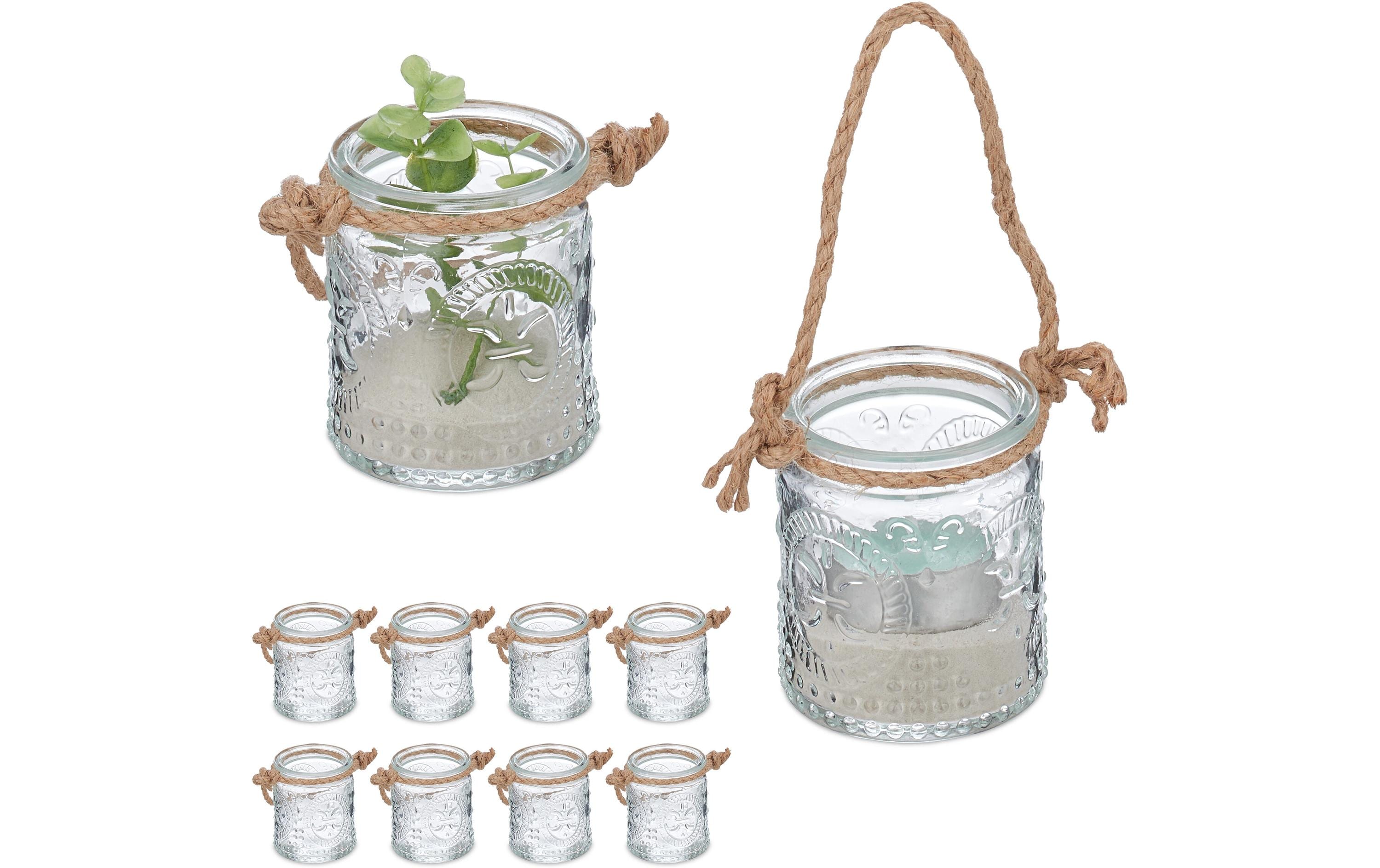 relaxdays Windlicht Summer Vintage 12er ca. 7 x 6 cm, Transparent