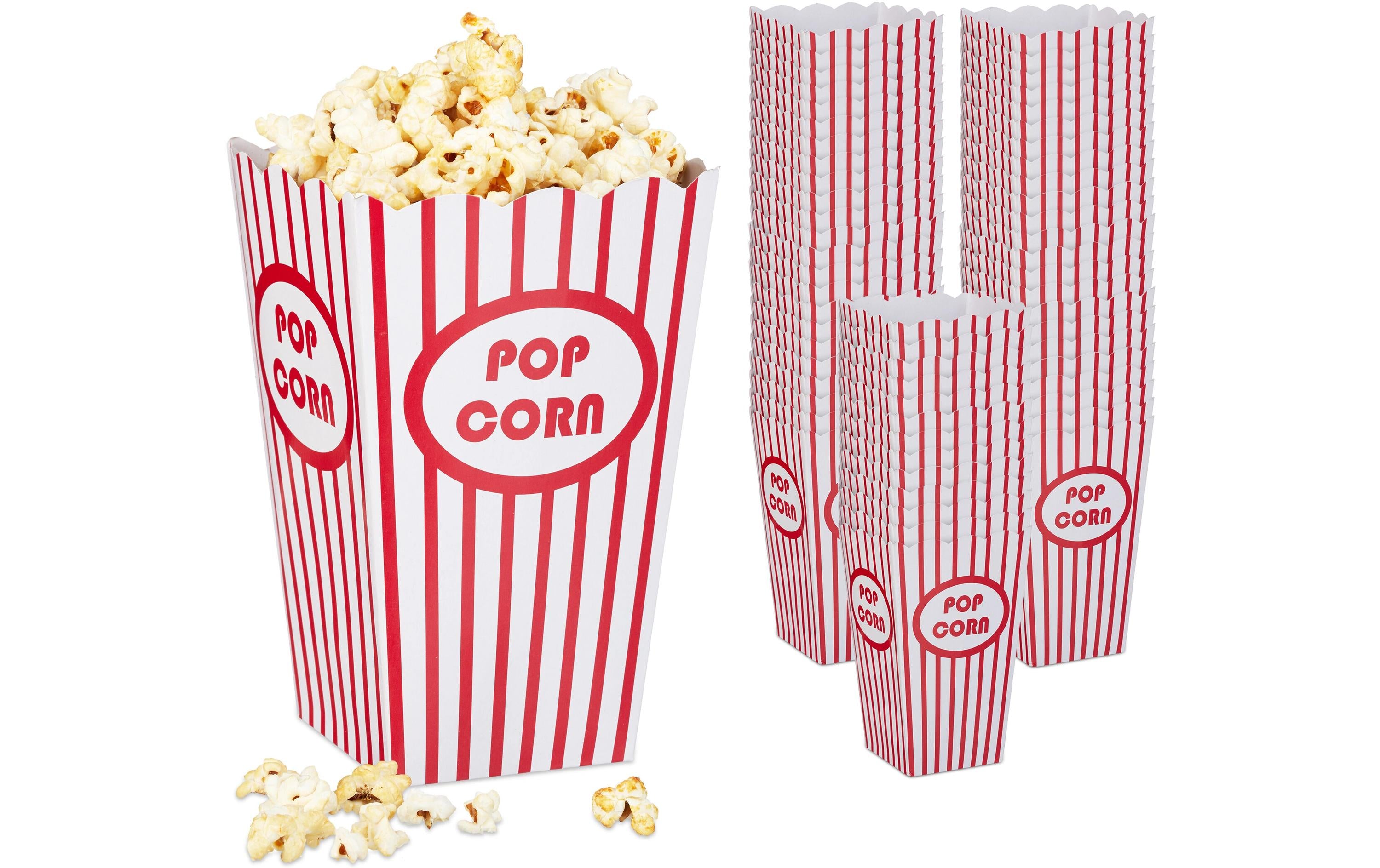 relaxdays Popcorntüten 60er Set Rot/Weiss, ca. 16 x 10,5 x 10,5 cm