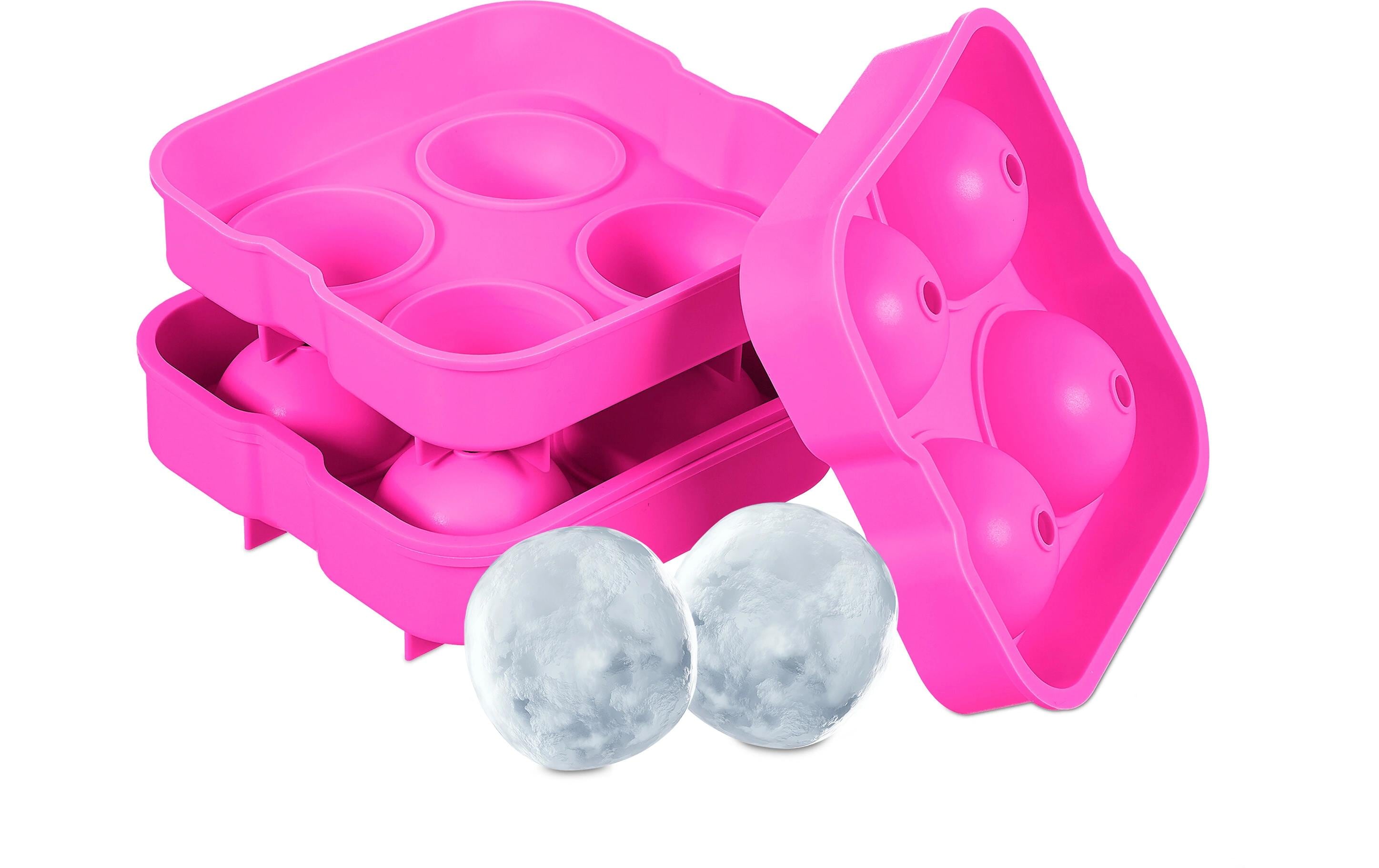 relaxdays Eiswürfelform Kugel 2er Set Silikon, Pink