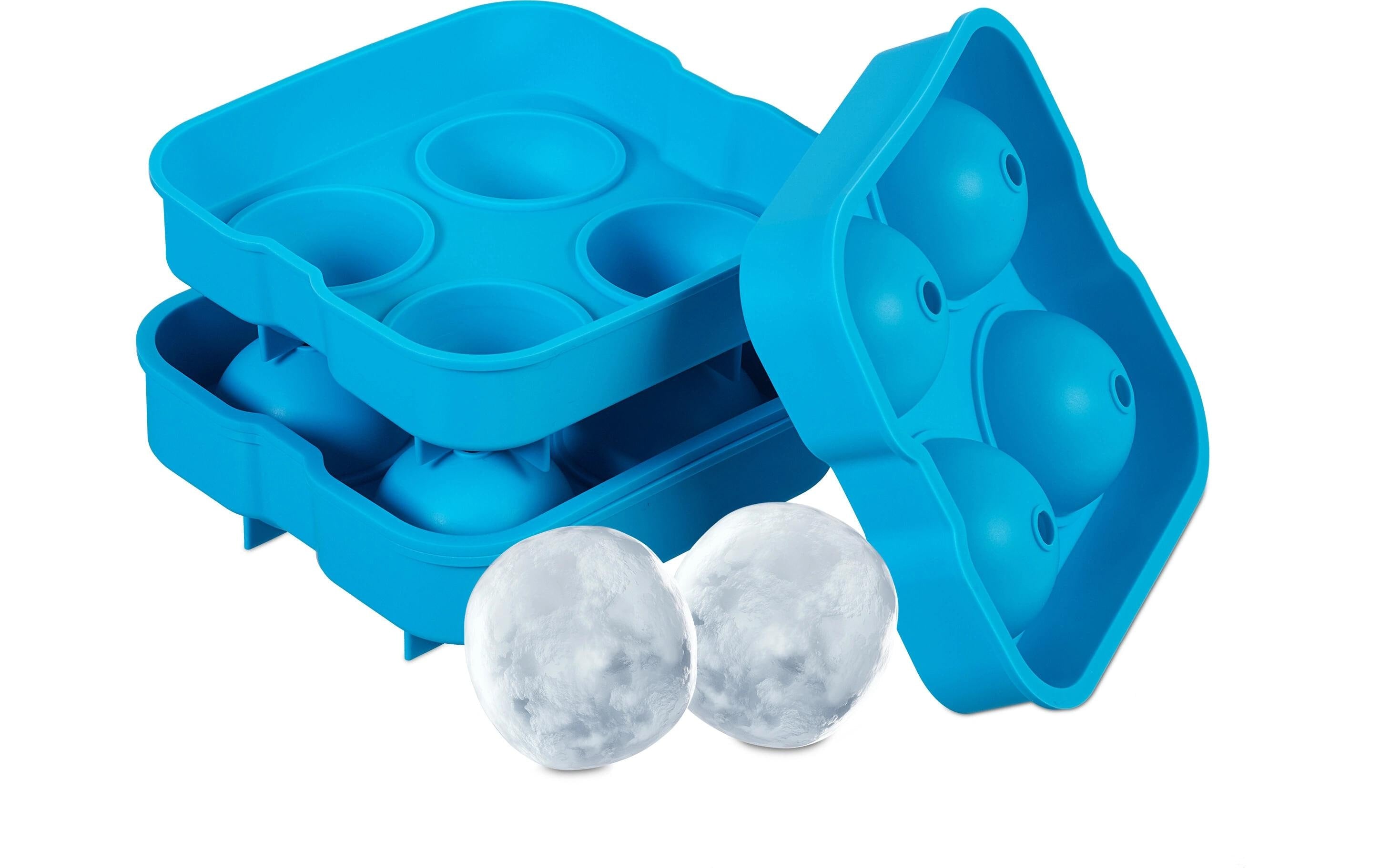 relaxdays Eiswürfelform Kugel 2er Set Silikon, Blau