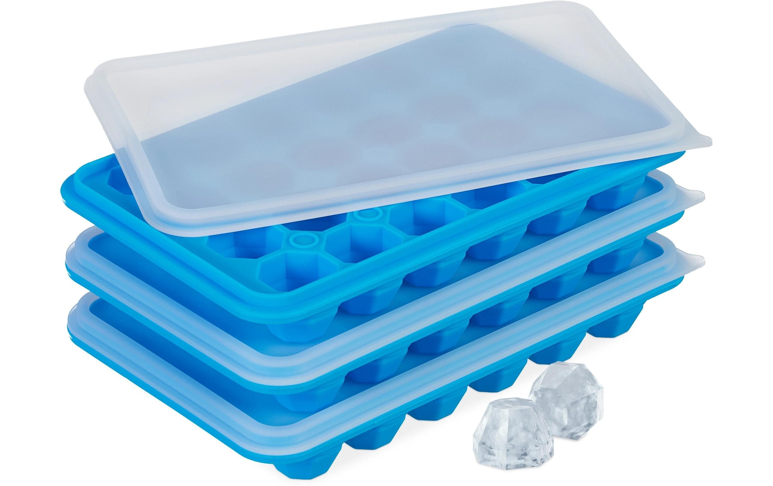 relaxdays Eiswürfelform Diamant 3er Silikon, Blau