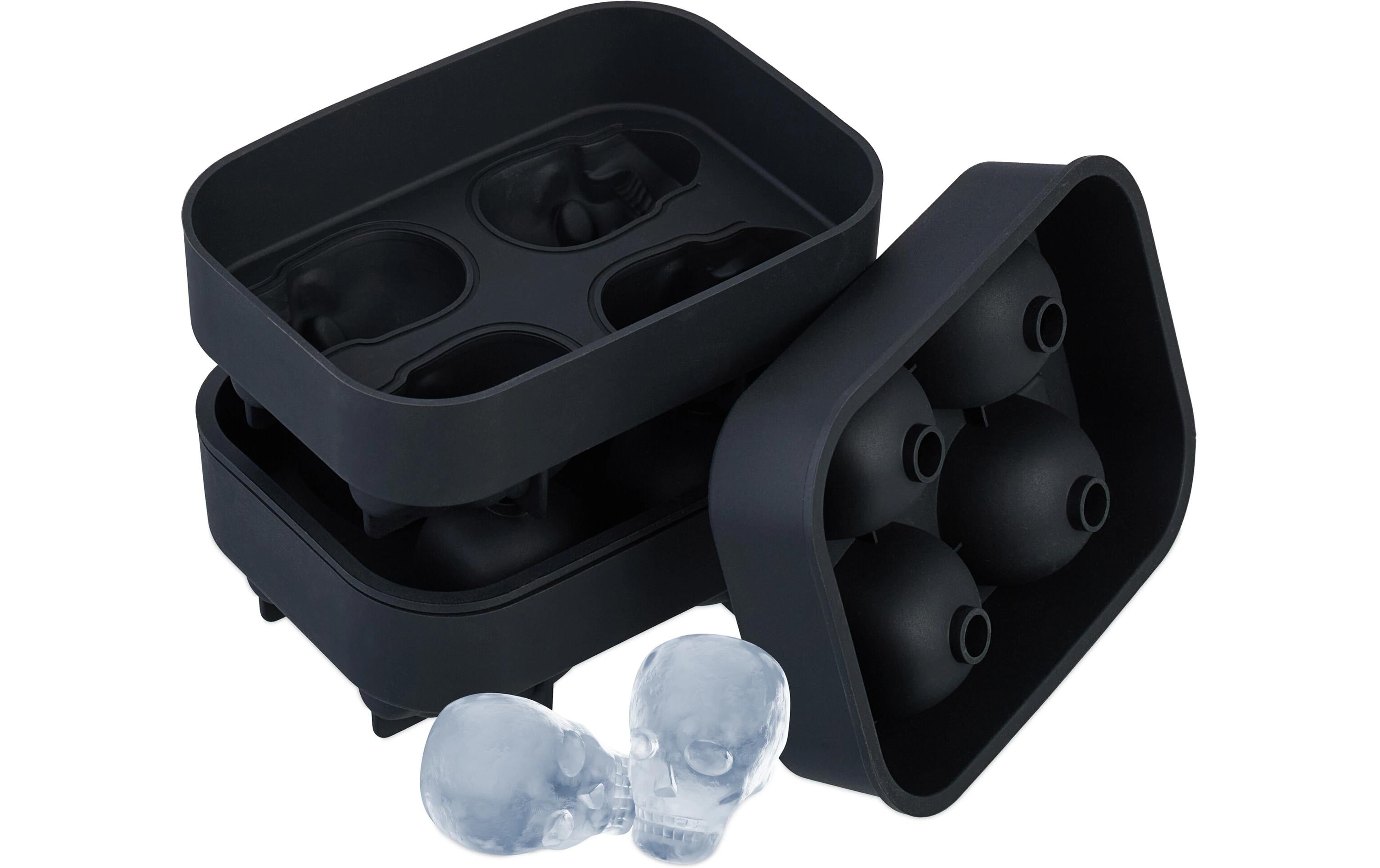 relaxdays Eiswürfelform Totenkopf 2er Silikon, Schwarz