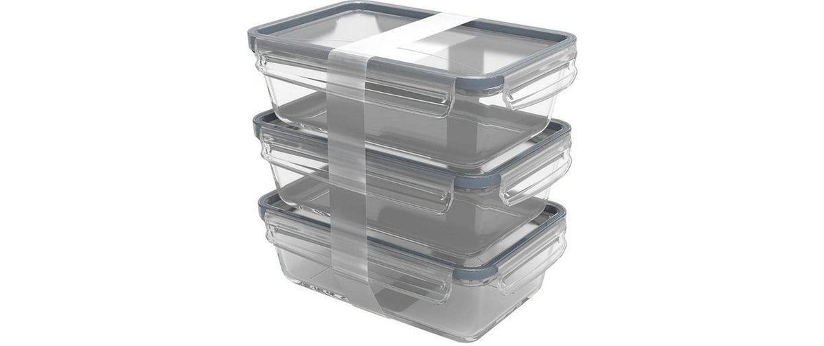Rotho Set Kühlschrankdose Glas CLIC&LOCK 3teilig Set, 3x 1.3L