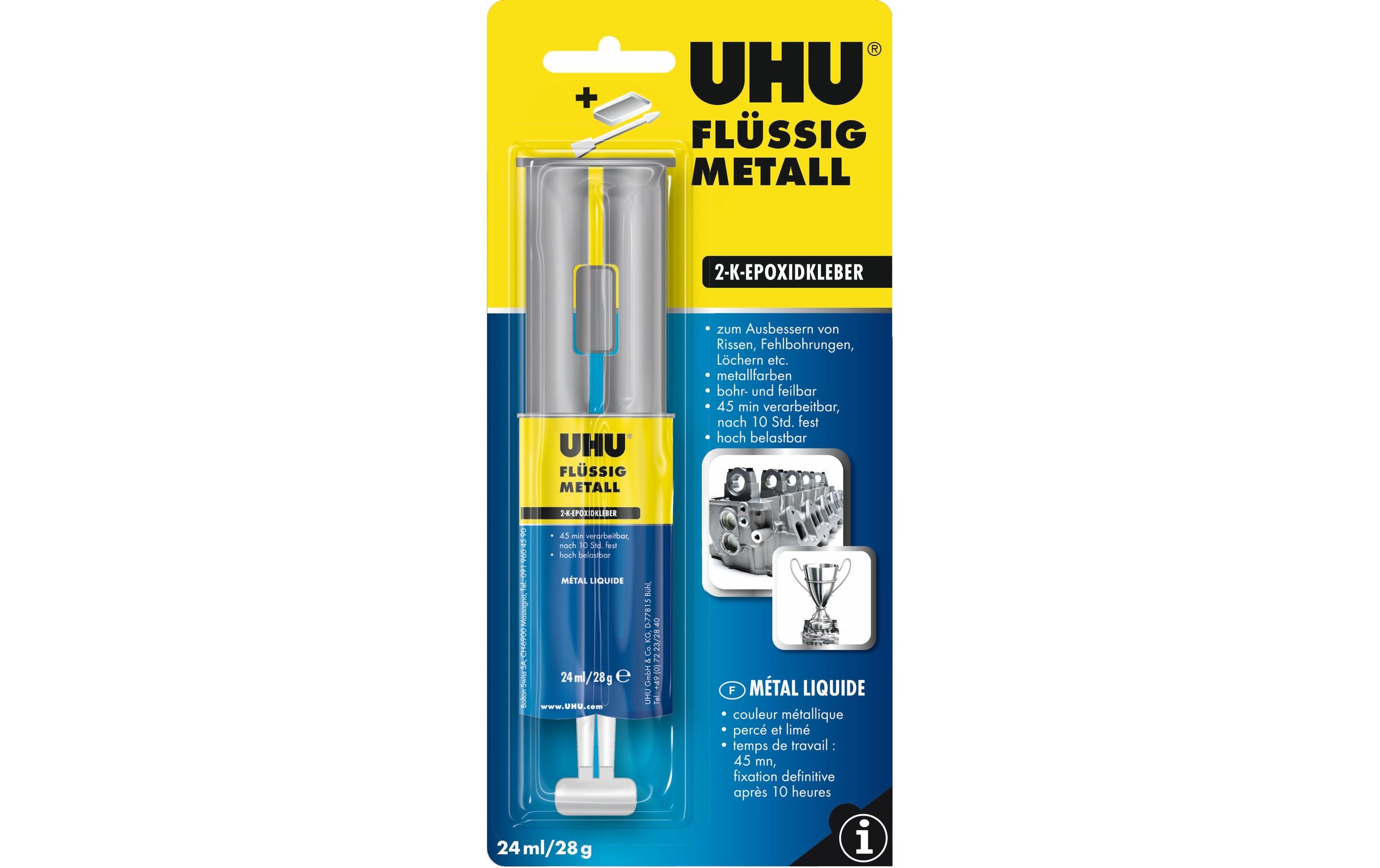 UHU Zweikomonentenkleber Flüssigmetall, 28g
