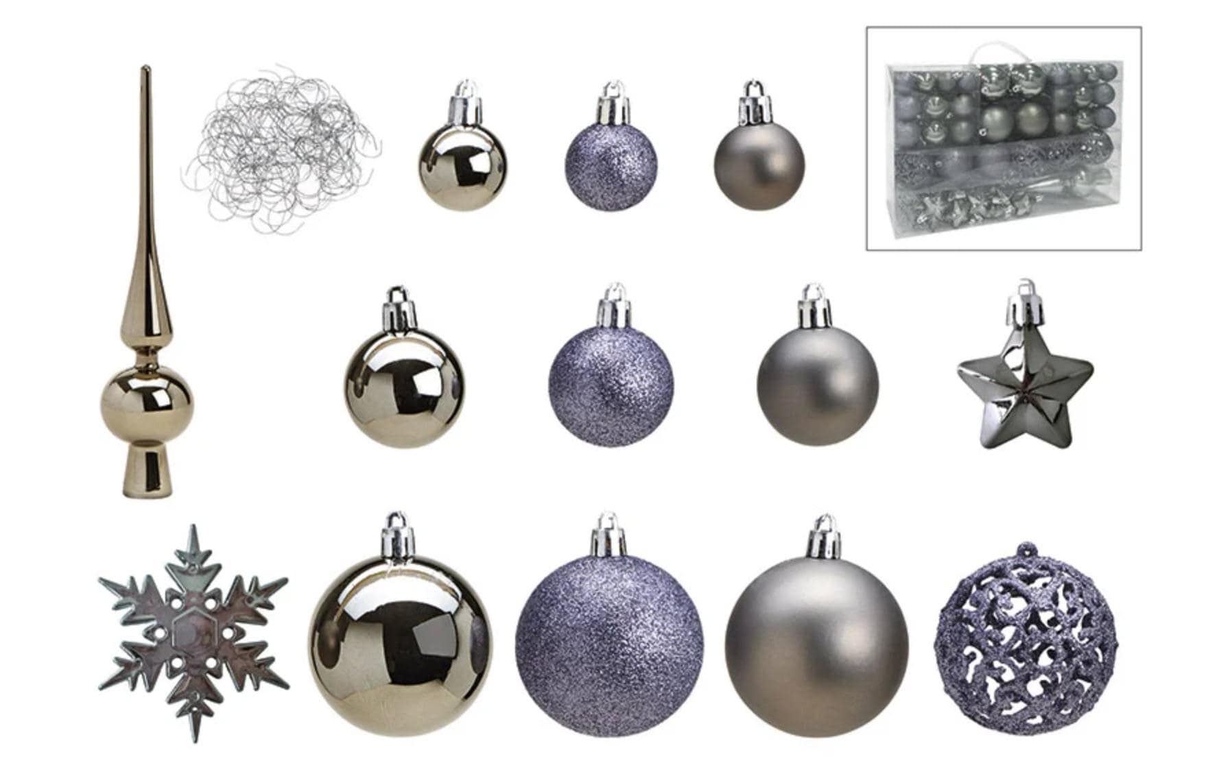 G. Wurm Weihnachtskugeln-Set 111er Ø 3/4/6 cm, grau