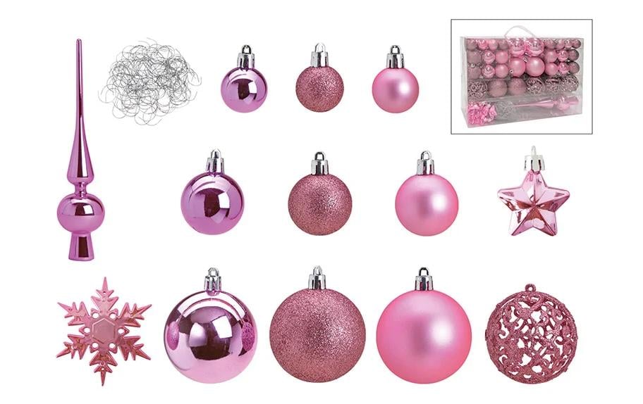 G. Wurm Weihnachtskugeln-Set 111er Ø 3/4/6 cm, rosa