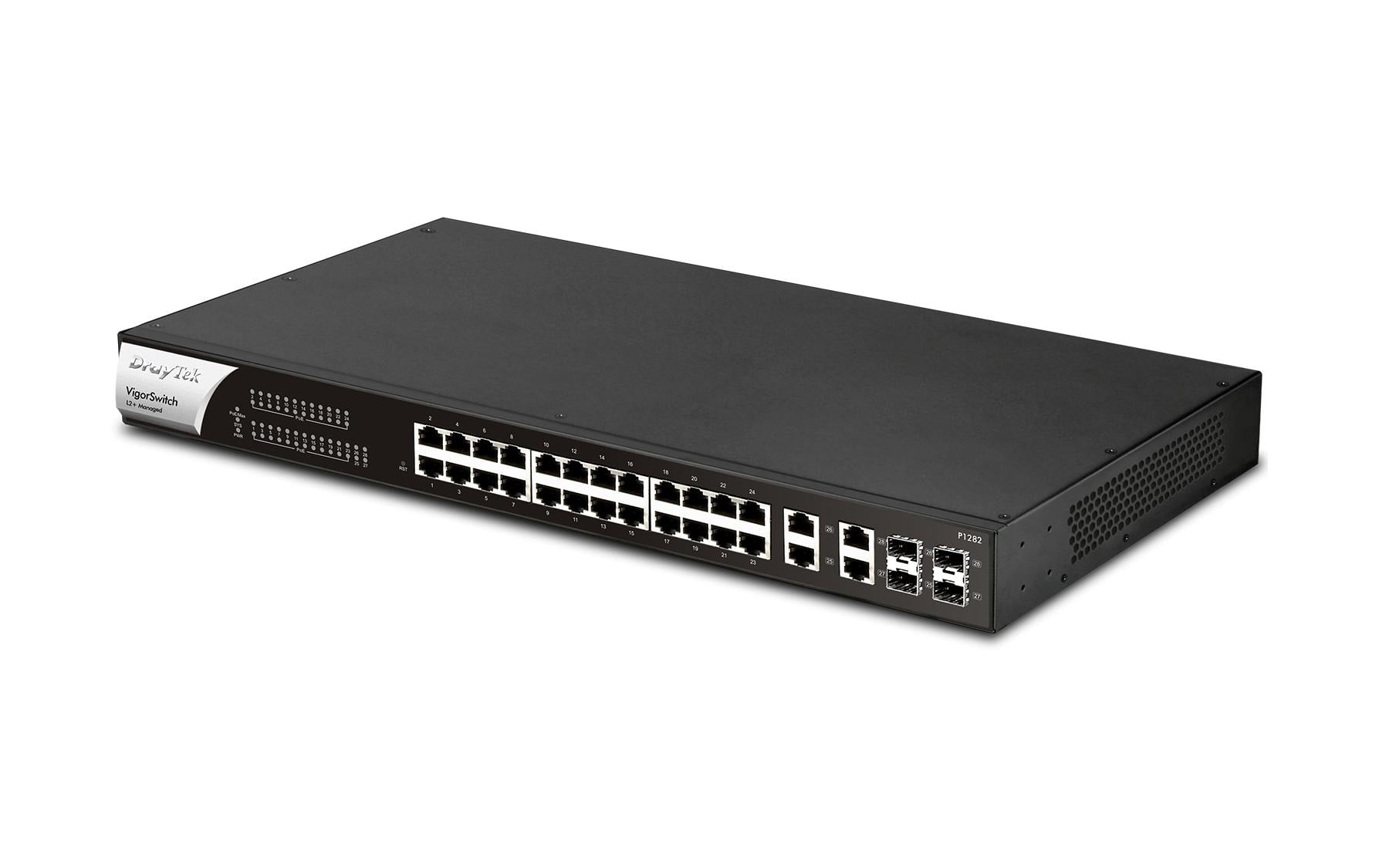 DrayTek VigorSwitch P1282 28 Port Switch 24xPoE+ GE,400W,  4xSFP/GE Combo, L2+