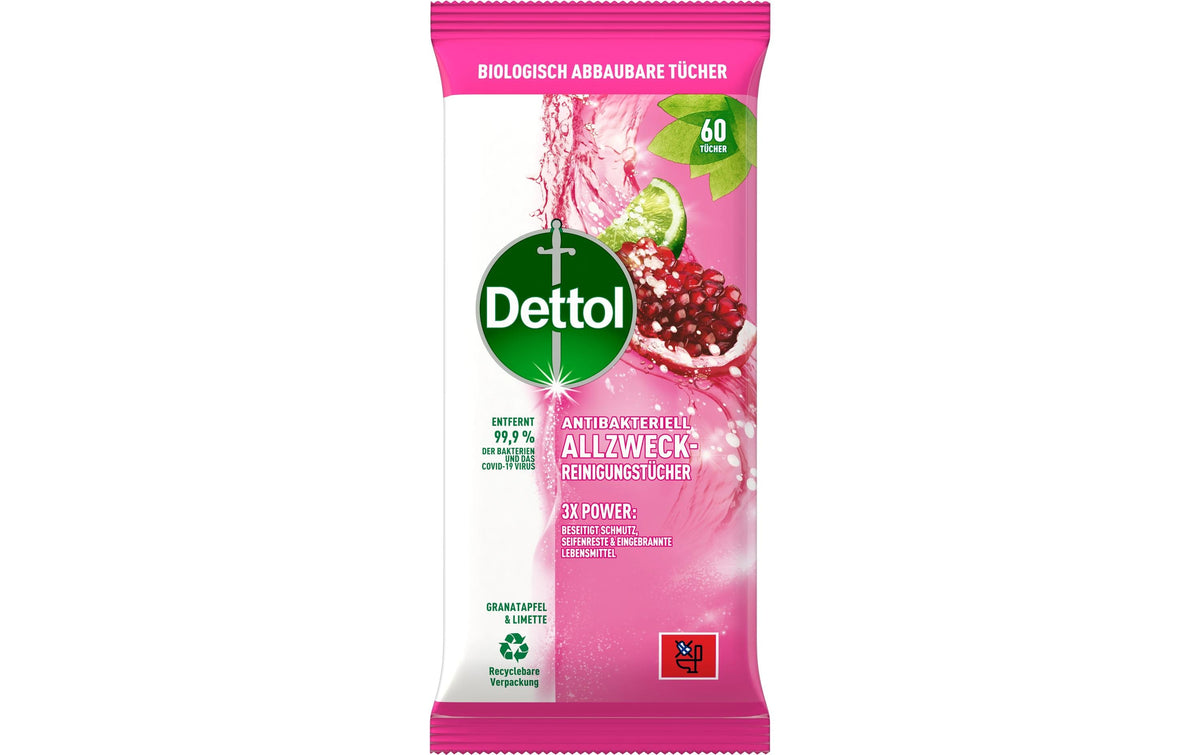 Dettol AllzweckReinigungstücher Granatapfel 60 Stück