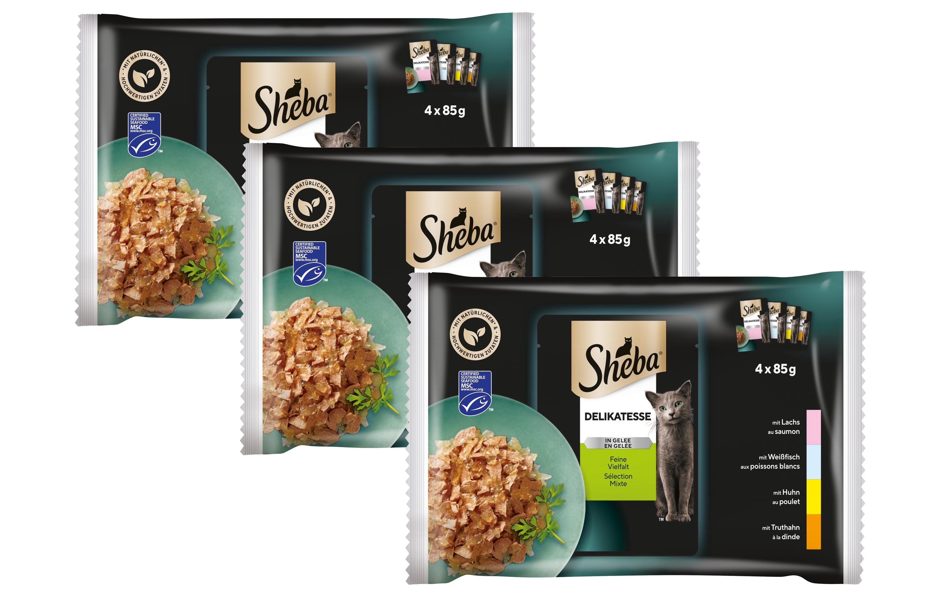 Sheba Delikatesse in Gelee Feine Vielf. KIT 3x(4x85g)