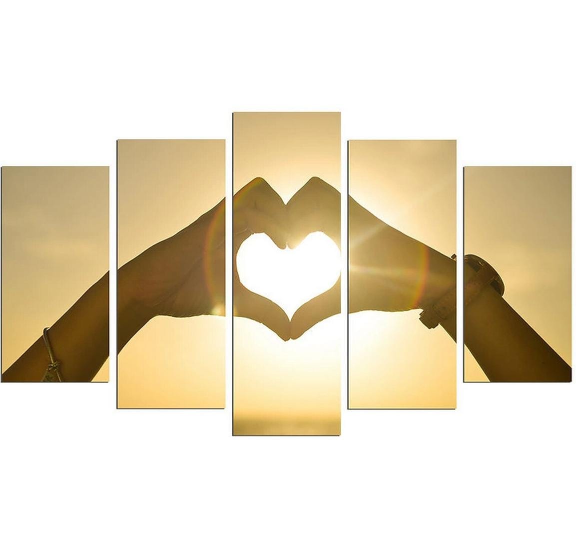 Wallxpert Bild Love  5-teilig MDF, Grösse Total: 110 x 60 cm
