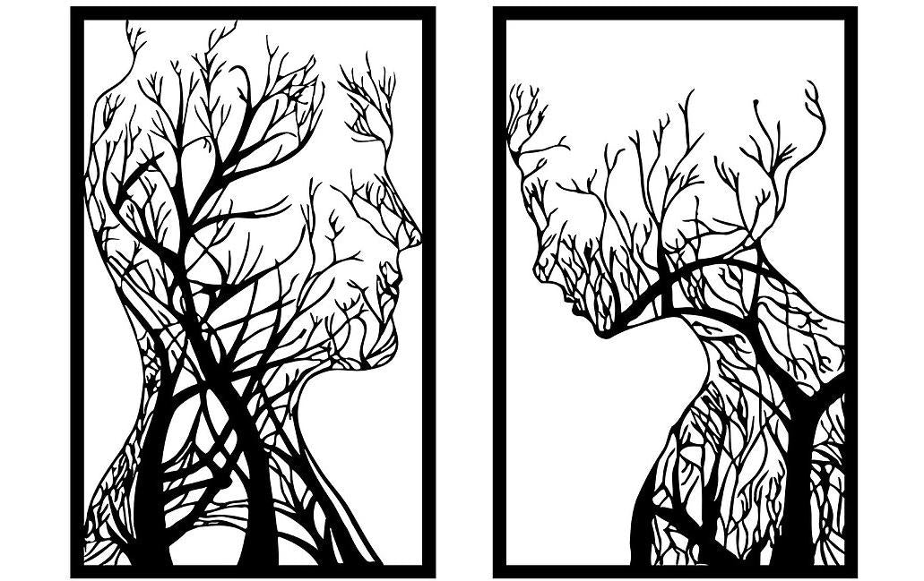 Wallxpert Wanddeko Human Tree Metall, Grösse: 86x63cm