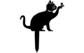 Wallxpert Gartenstecker Katze mit Schmett. Metall, 36 x 31 cm