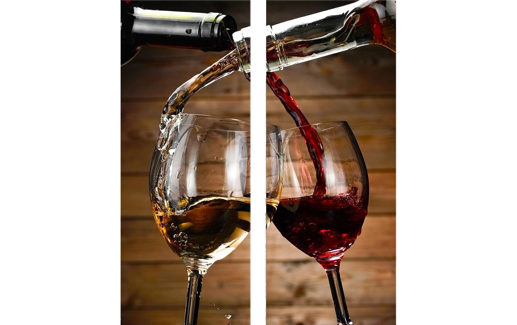 Wallxpert Bild Wein 2-teilig MDF, Grösse Total: 50 x 50 cm