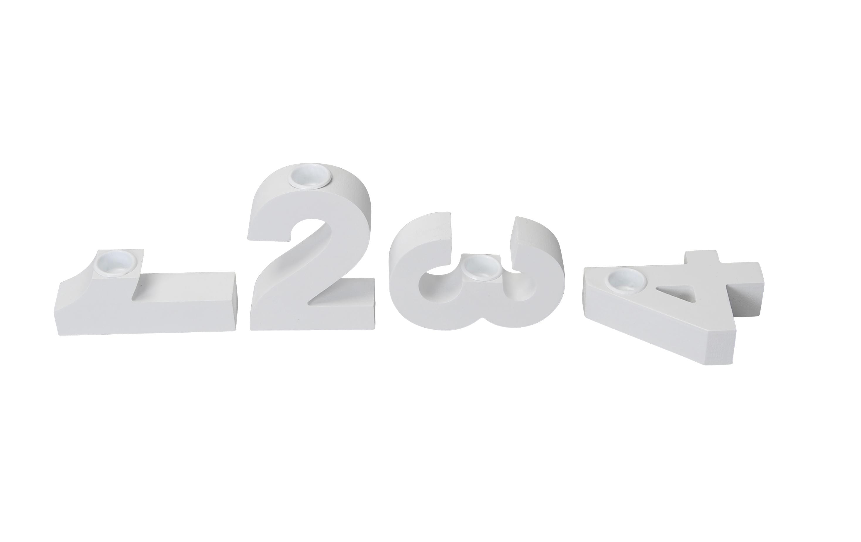 COCON Adventskerzenhalter, Zahlen 1-4 weiss, MDF