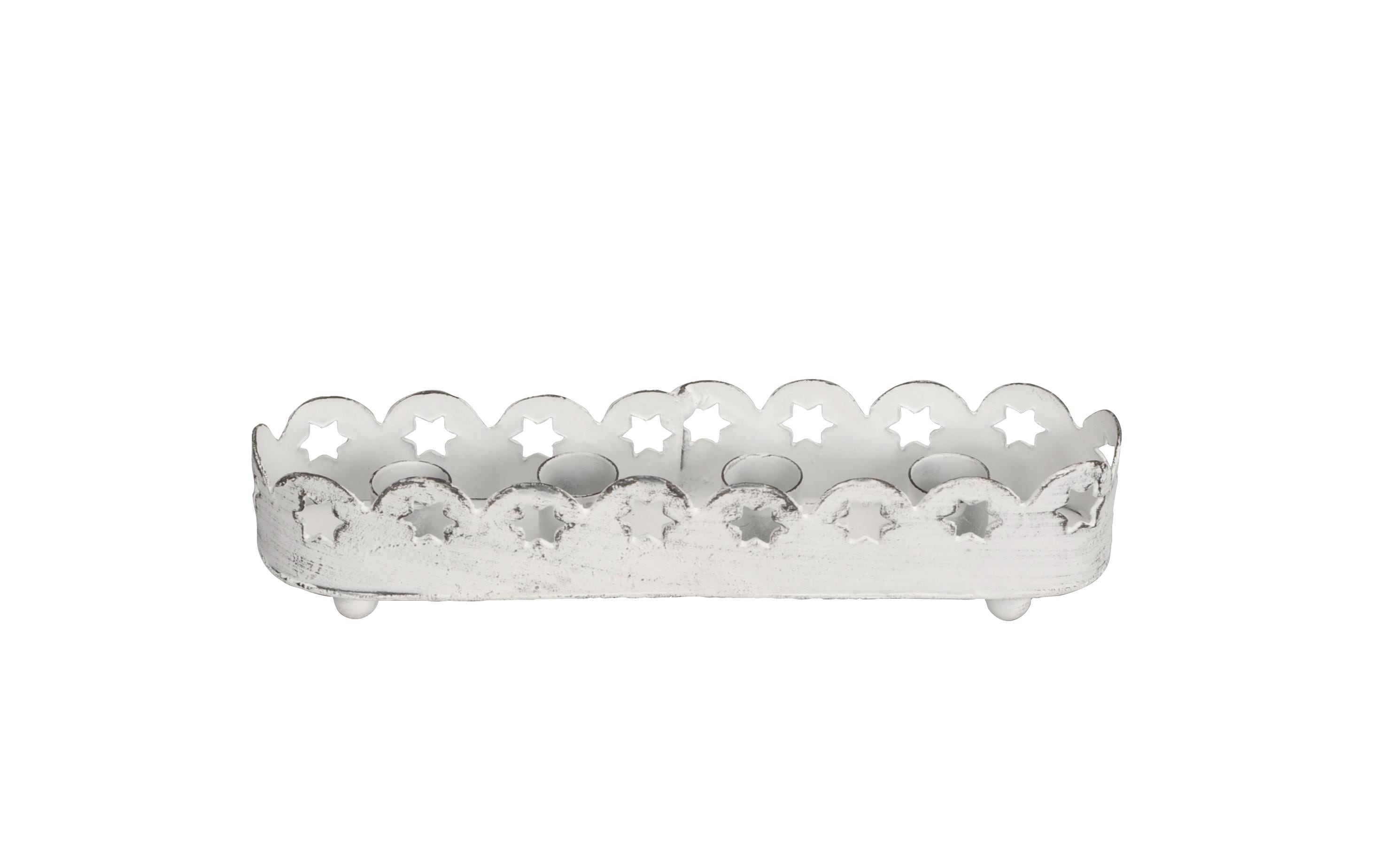 COCON Kerzenhalter, 15x3.5x3.5cm, weiss Eisen, Shabby Chic Look