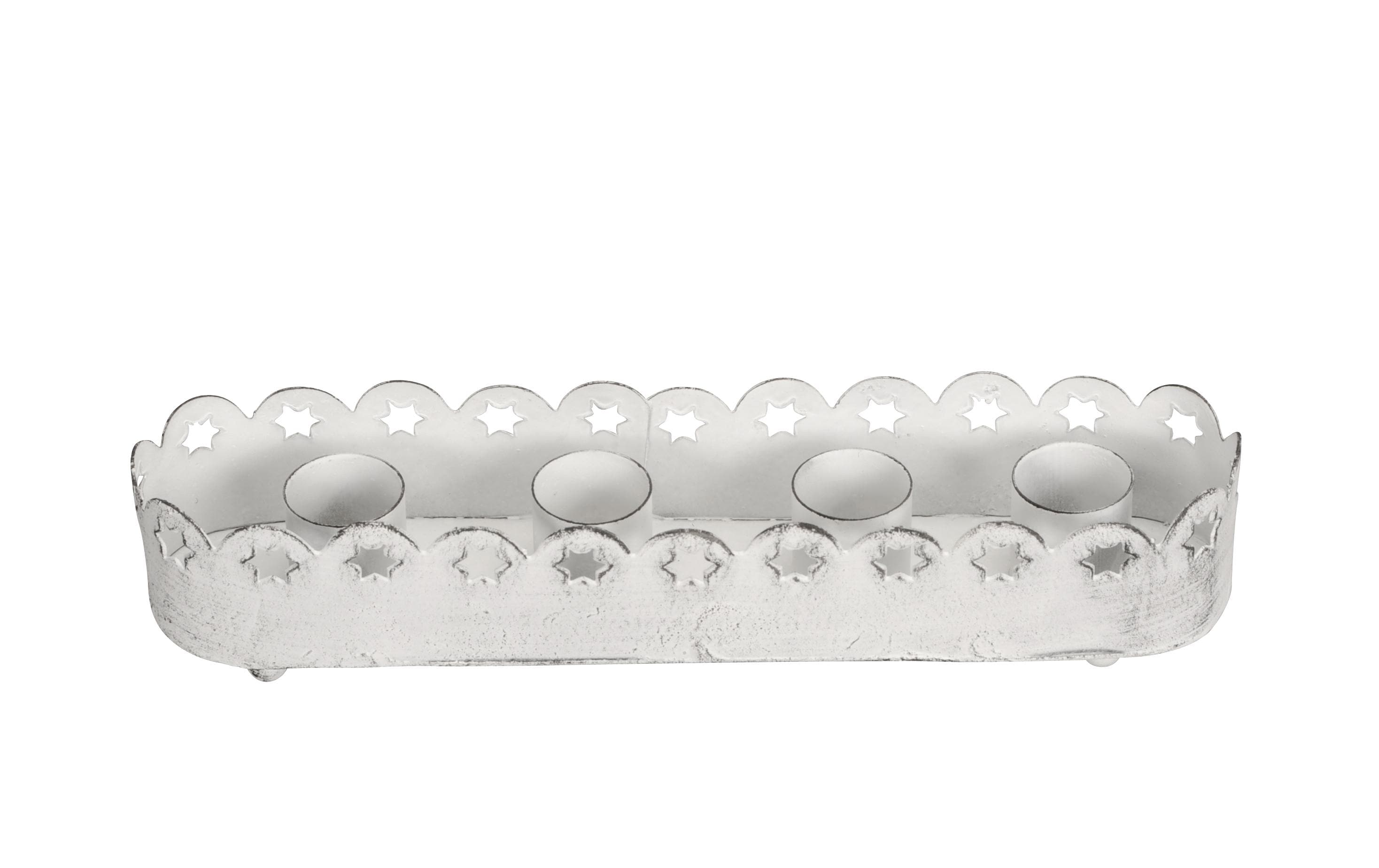 COCON Kerzenhalter, 21x4.5x4cm, weiss Eisen, Shabby Chic Look