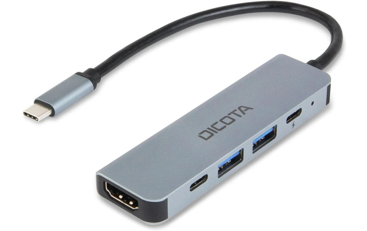 DICOTA USB-C 5-in-1 Video Hub 4K PD 100W silber
