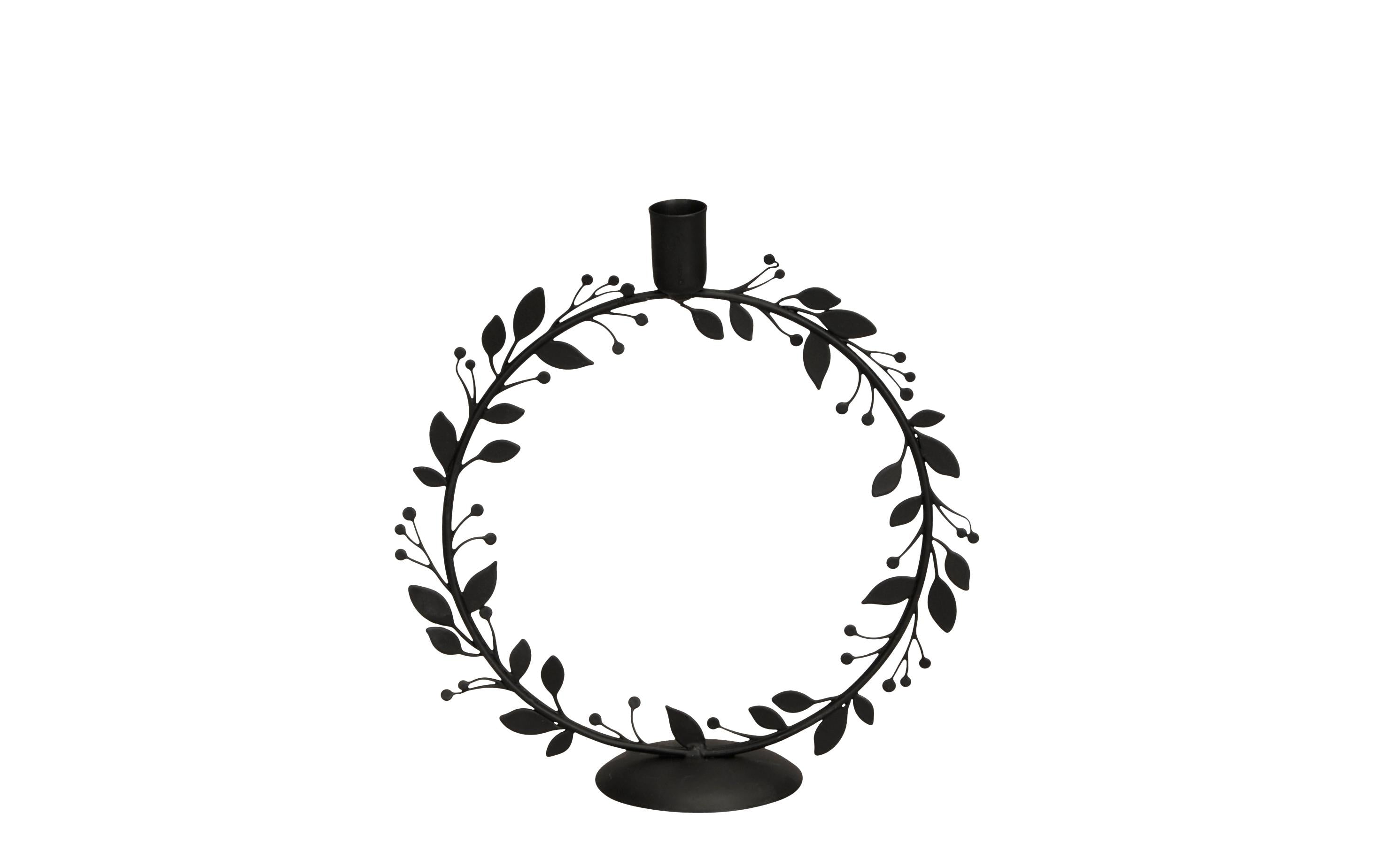 COCON Kerzenhalter Kranz, 15x5.5x15cm schwarz, Eisen