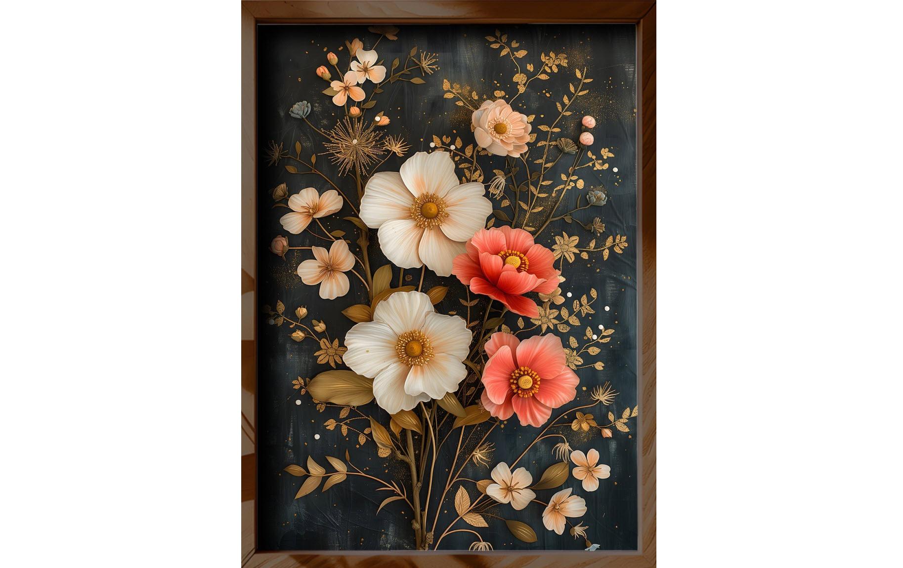 Wallxpert Bild Flowers MDF/Fichte, Grösse: 35 x 47 x 3.5 cm