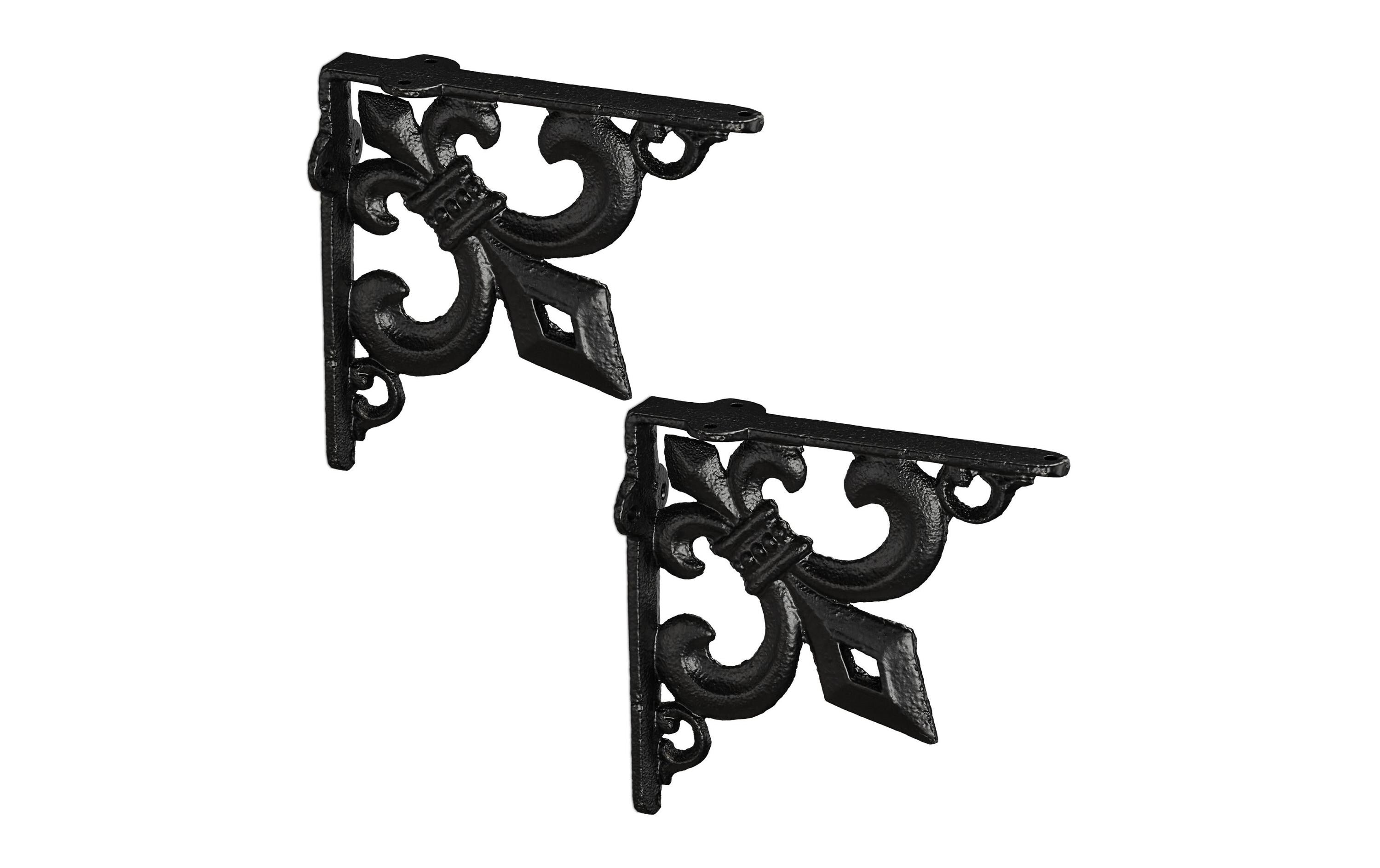 relaxdays Regalwinkel Antik 2er Set Schwarz, Gusseisen