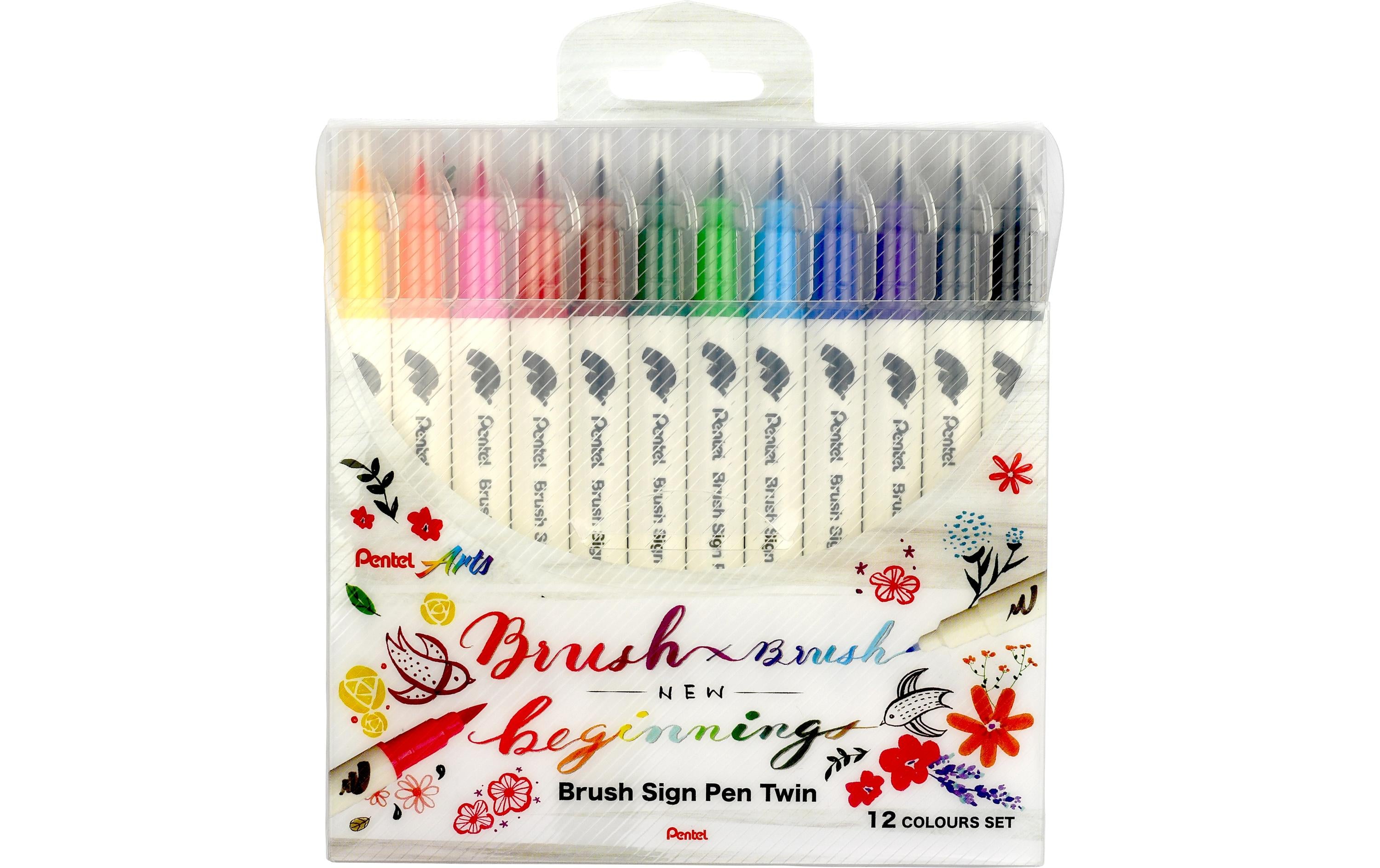 Pentel Brush Sign Pen Twin 12 Farben