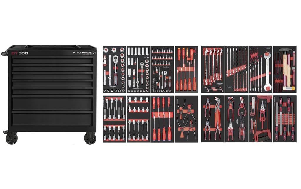 Kraftwerk Werkstattwagen BT900 247-teilig mit 7 Schubladen / PB schwarz