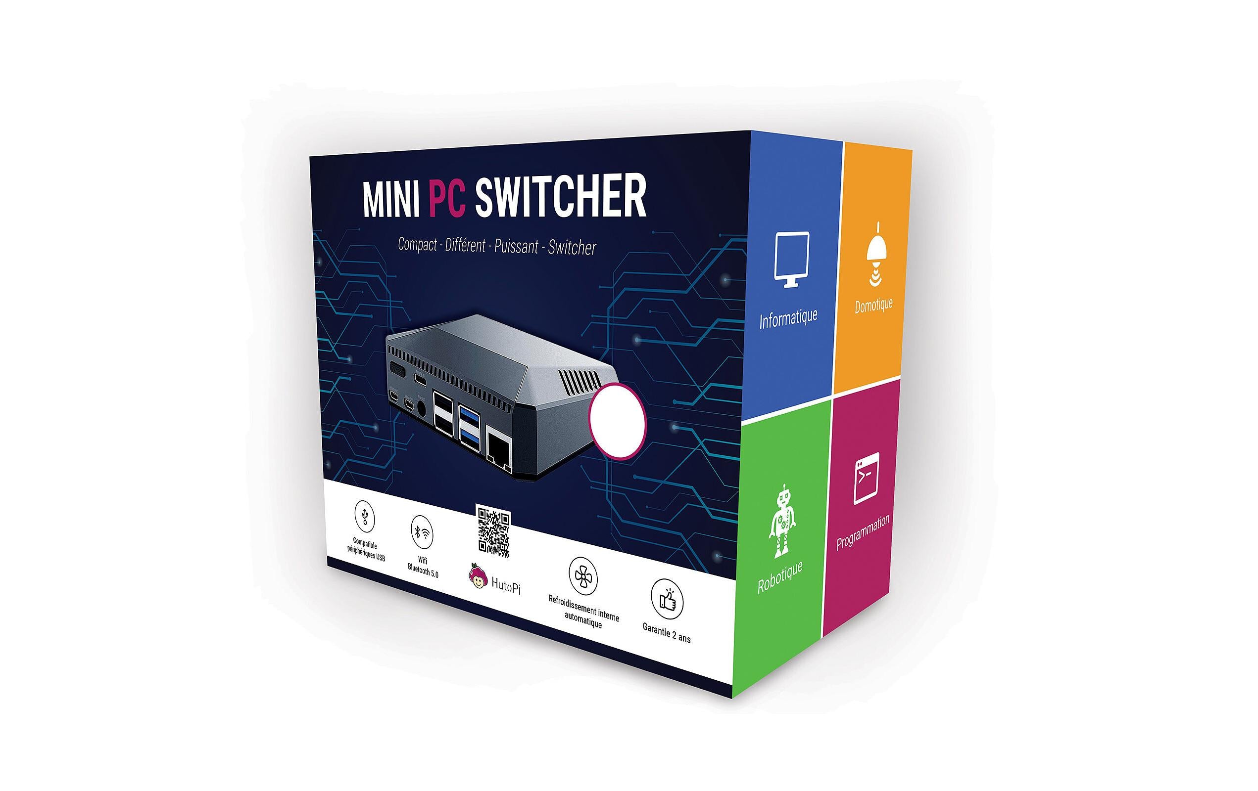 HutoPi Raspberry MiniPC Switcher, 4GB Set Pi4B 4GB, 256GB SD