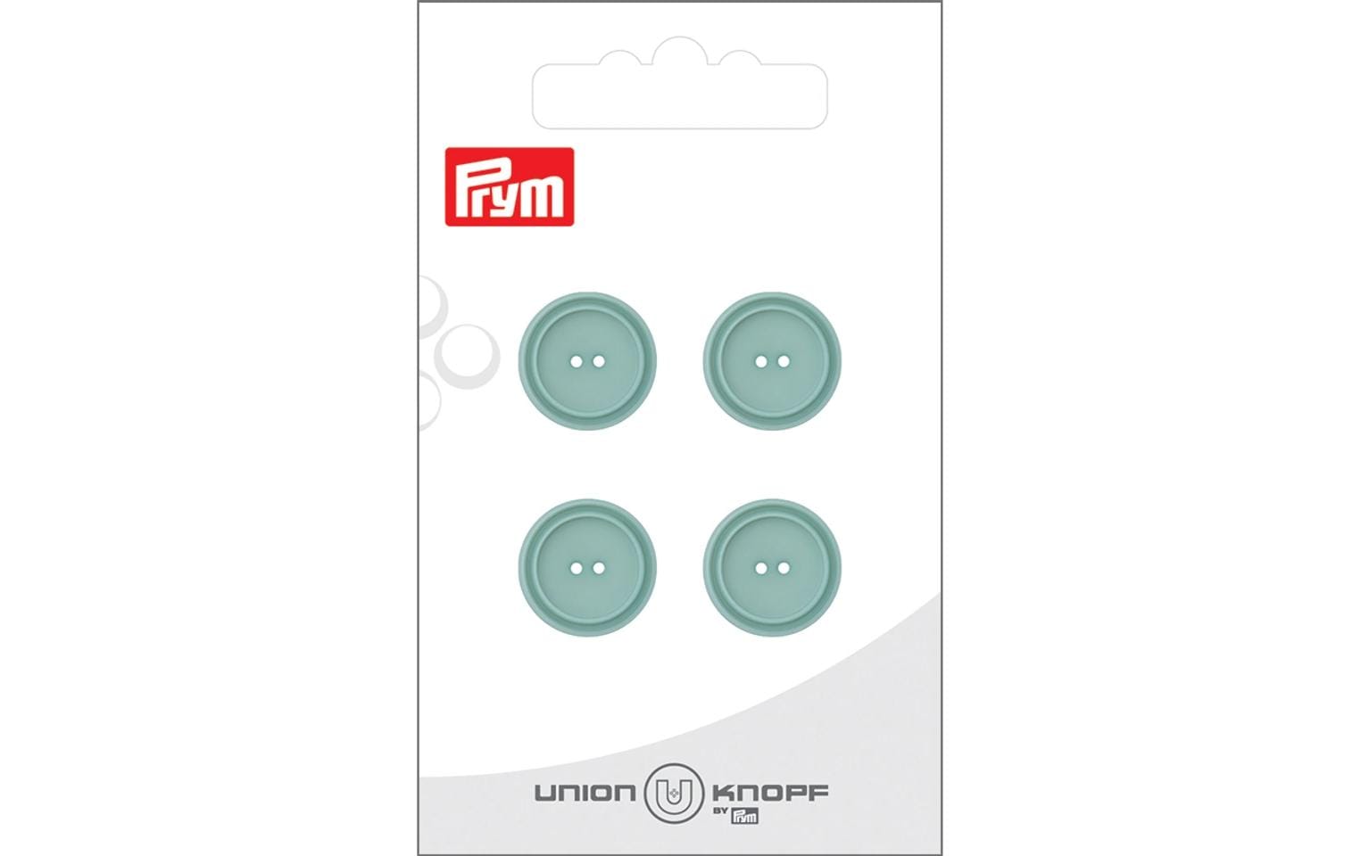 Bu Prym  Knopf Poly-Knopf 2-Loch 15 mm, Karte 4 Stüc, türkis