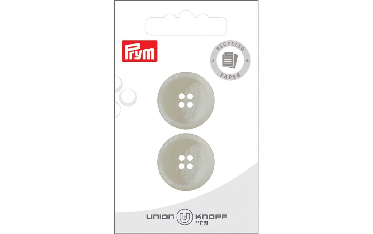 Bu Prym  Knopf Papier Poly-Knopf, creme 4-Loch rec., 23 mm, Karte 2 Stück