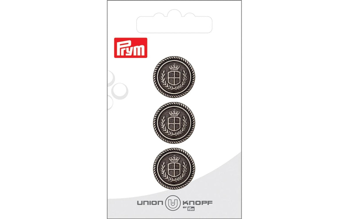 Bu Prym  Knopf Metall-Knopf Öse 18 mm, Karte 3 Stück, altsilber