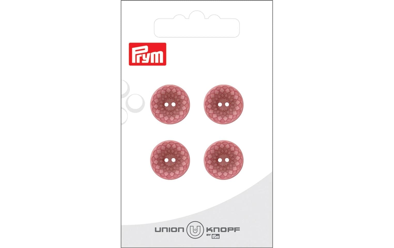 Bu Prym  Knopf Poly-Knopf 2-Loch 15 mm, Karte 4 Stück, rosa