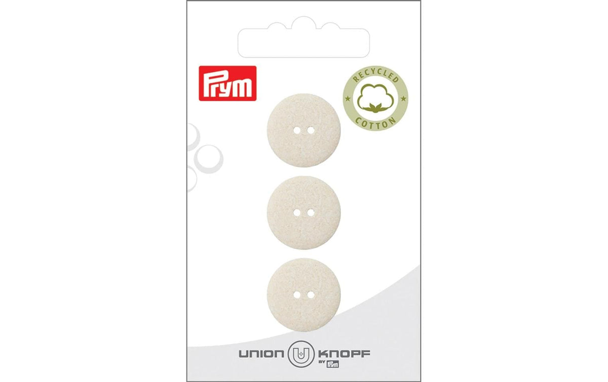 Bu Prym  Knopf BW/Poly-Knopf rec. 2-Loch 18 mm, Karte 3 Stück, creme