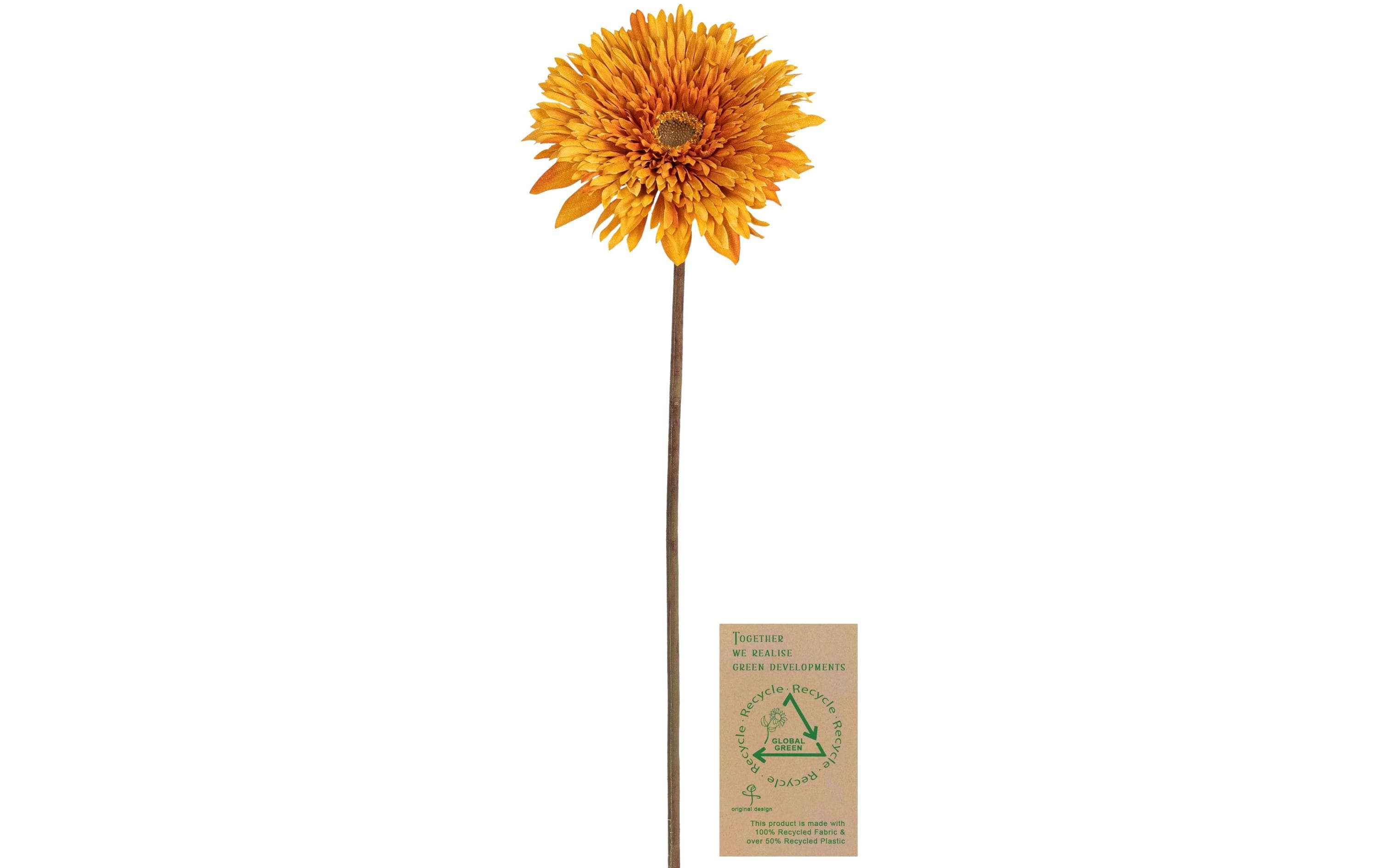 Botanic-Haus Gerbera, Orange-Gelb 63 cm lang, Stoff, Kunststoff