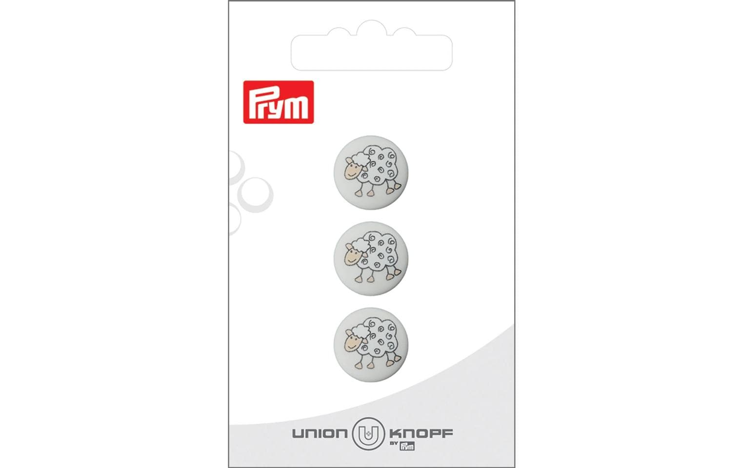 Bu Prym  Knopf Poly-Knopf Öse Schaf 15 mm, Karte 3 Stück, weiss