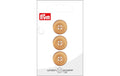 Bu Prym  Knopf Holzknopf 4-Loch 18 mm, Karte 3 Stück, beige