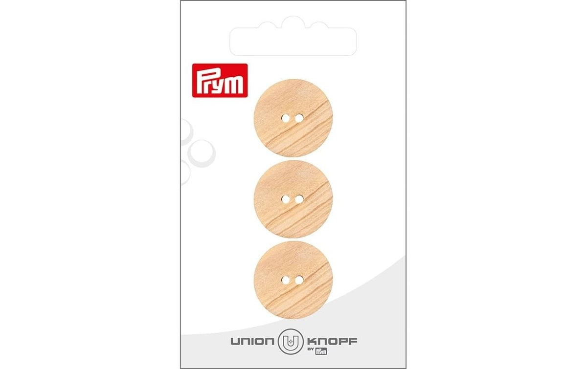 Bu Prym  Knopf Holzknopf 2-Loch 20 mm, Karte 3 Stück, beige