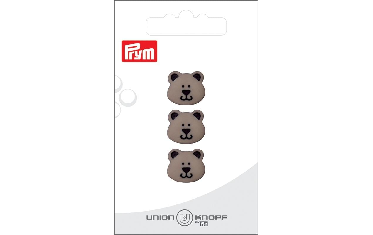 Bu Prym  Knopf Poly-Knopf Öse 15 mm, Karte 3 Stück Bär, grau