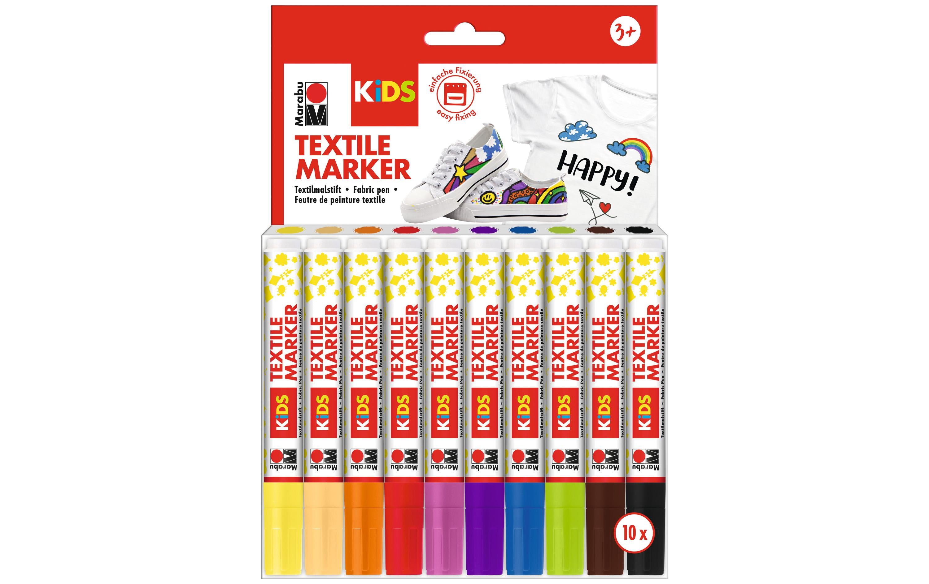 Marabu Kids Textilmarker 3 mm, 10 Stück, waschbeständig bei 60