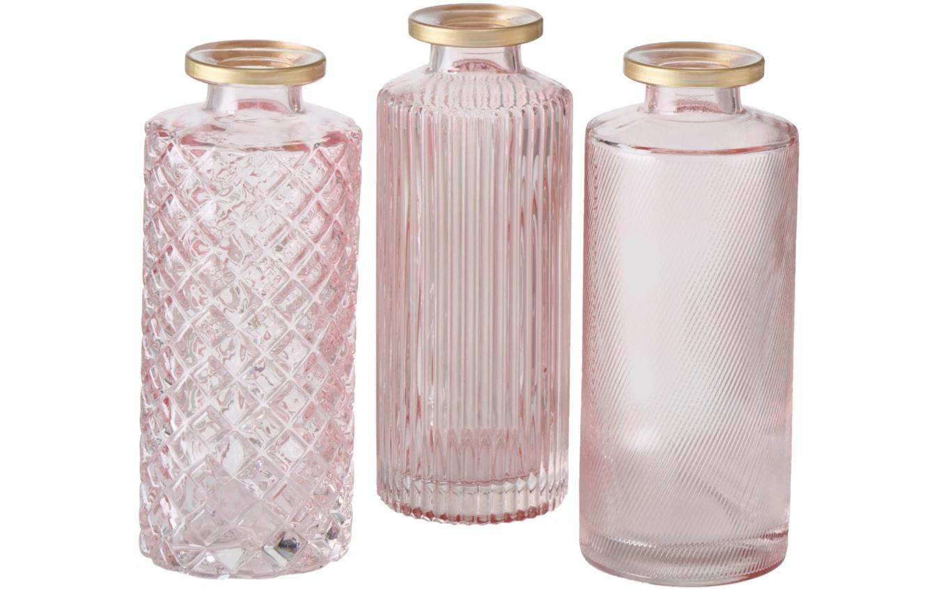 Boltze Vase Adore 1 Stück assortiert H 13 cm, Glas, Rosa/Gold