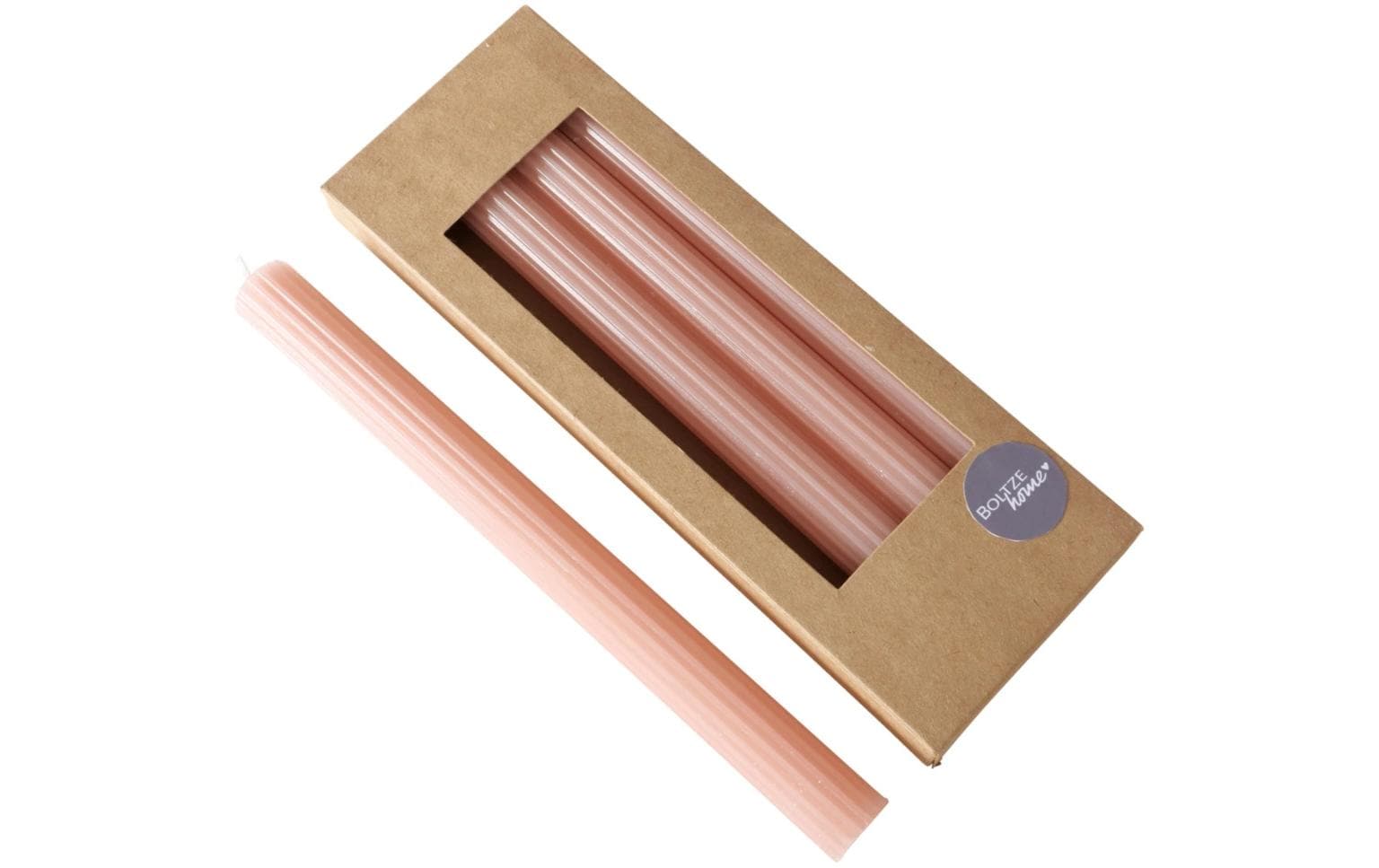 Boltze Stabkerze Classic 4 tlg. Hellrosa H: 25 cm, D: 2.3 cm, Paraffin