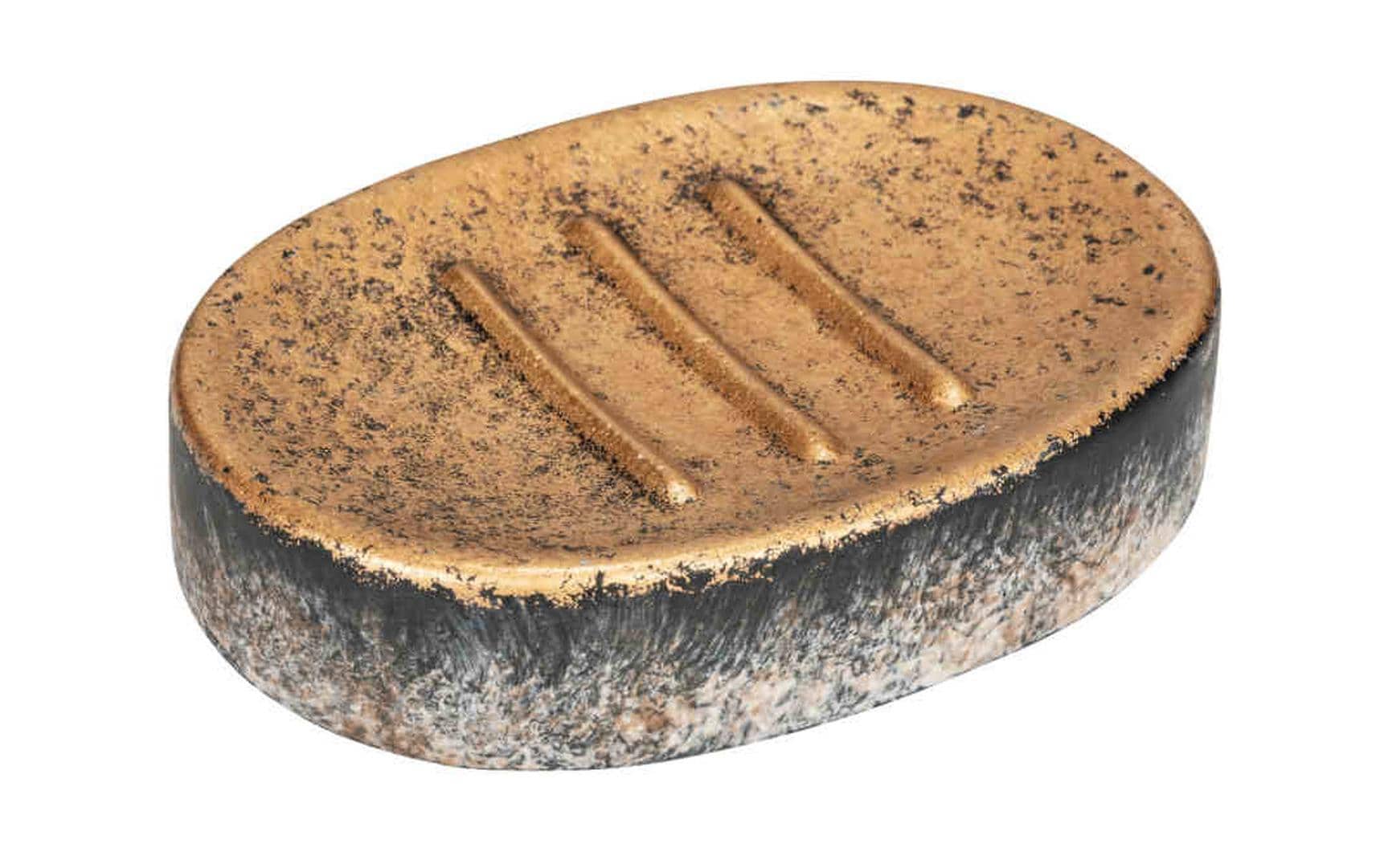 Wenko Seifenablage Lacona Beton, Schwarz/Gold/Grau